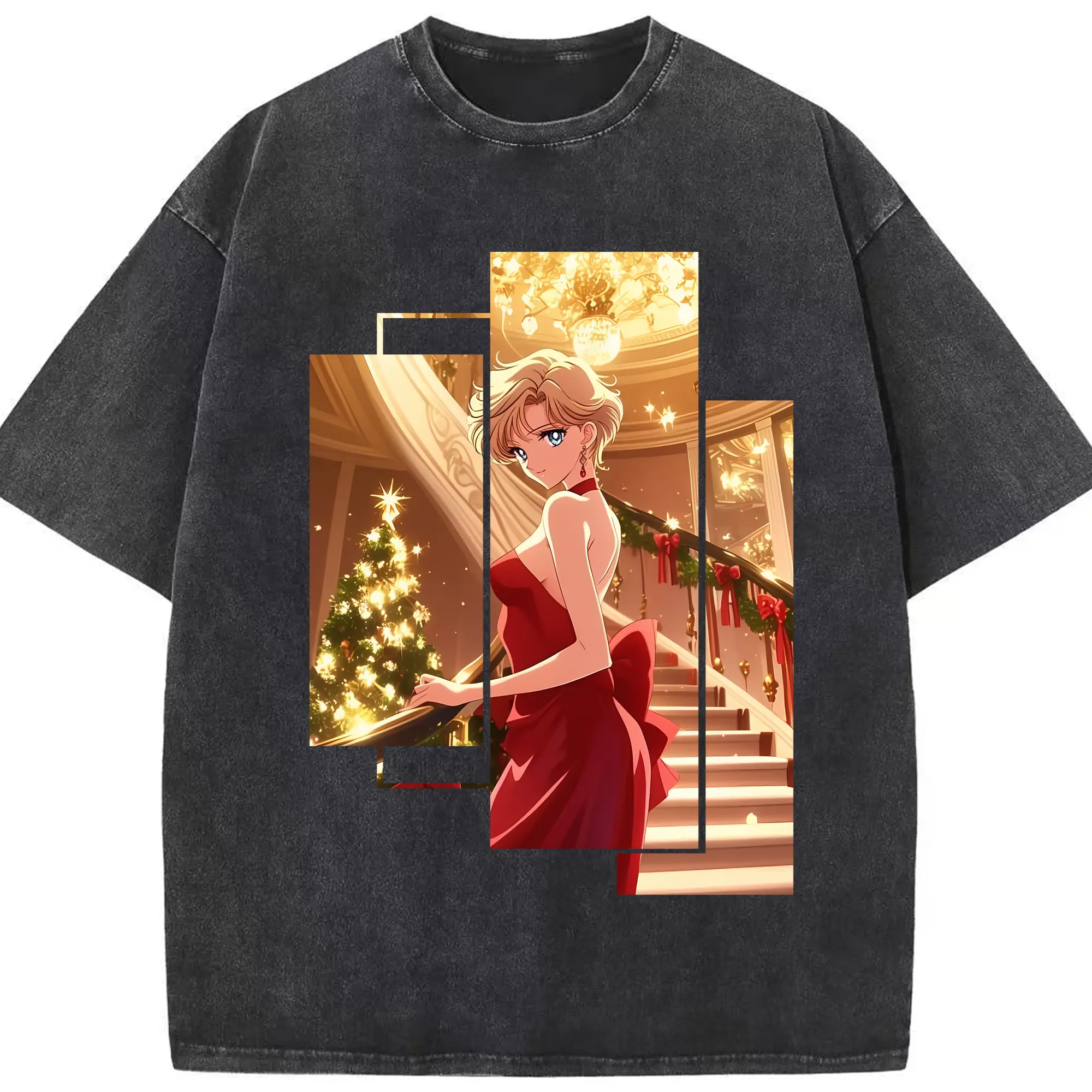 美少女戦士セーラームーン グッズ 天王 はるか - 綿100％ ヴィンテージ風 半袖Tシャツ ・ フロントプリント ・ 柔らか肌触り ・ 通気性 快適 ・ スポーツ カジュアル 外出用