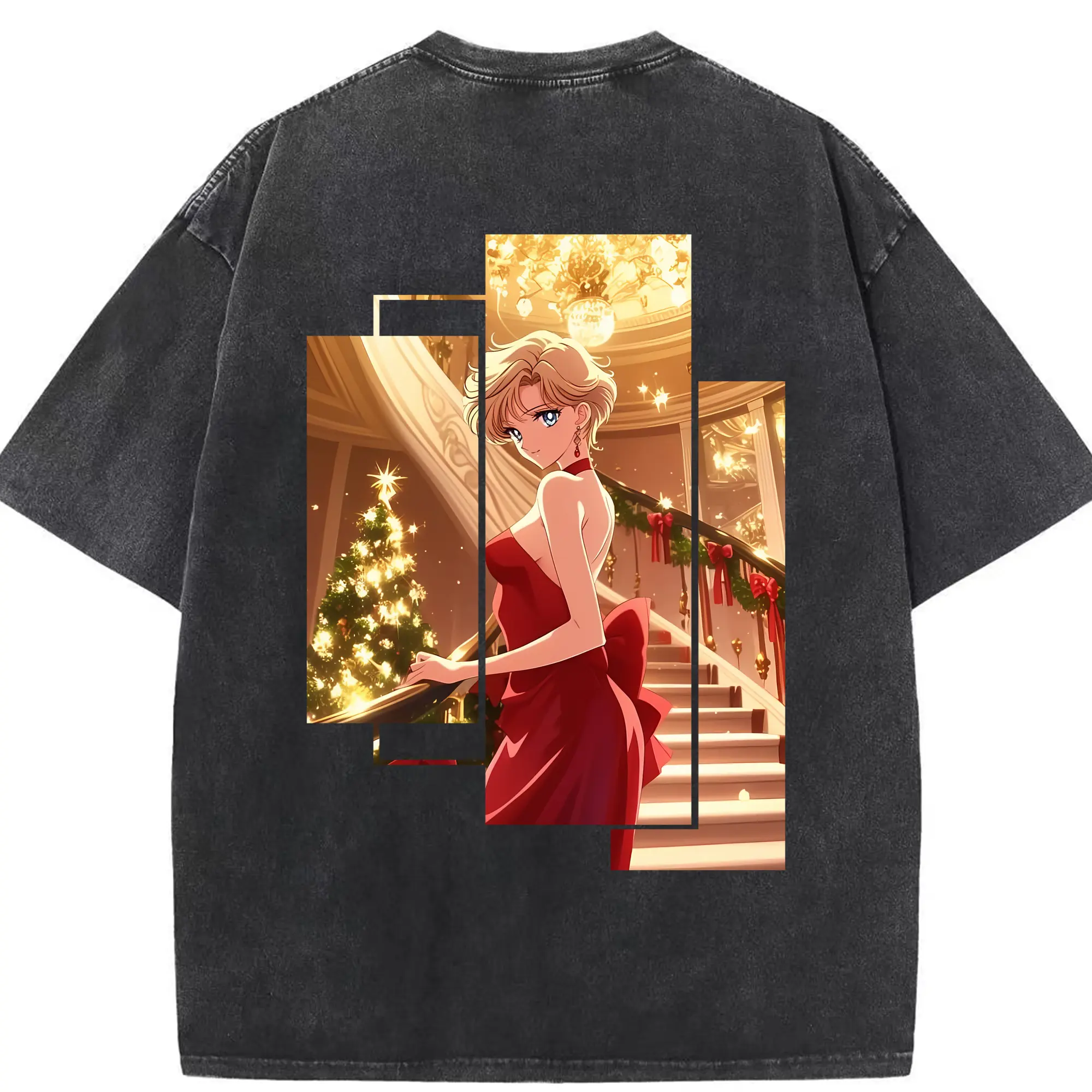 美少女戦士セーラームーン グッズ 天王 はるか - 綿100％ ヴィンテージ風 半袖Tシャツ ・ 背面プリント ・ 柔らか肌触り ・ 通気性 快適 ・ スポーツ カジュアル 外出用