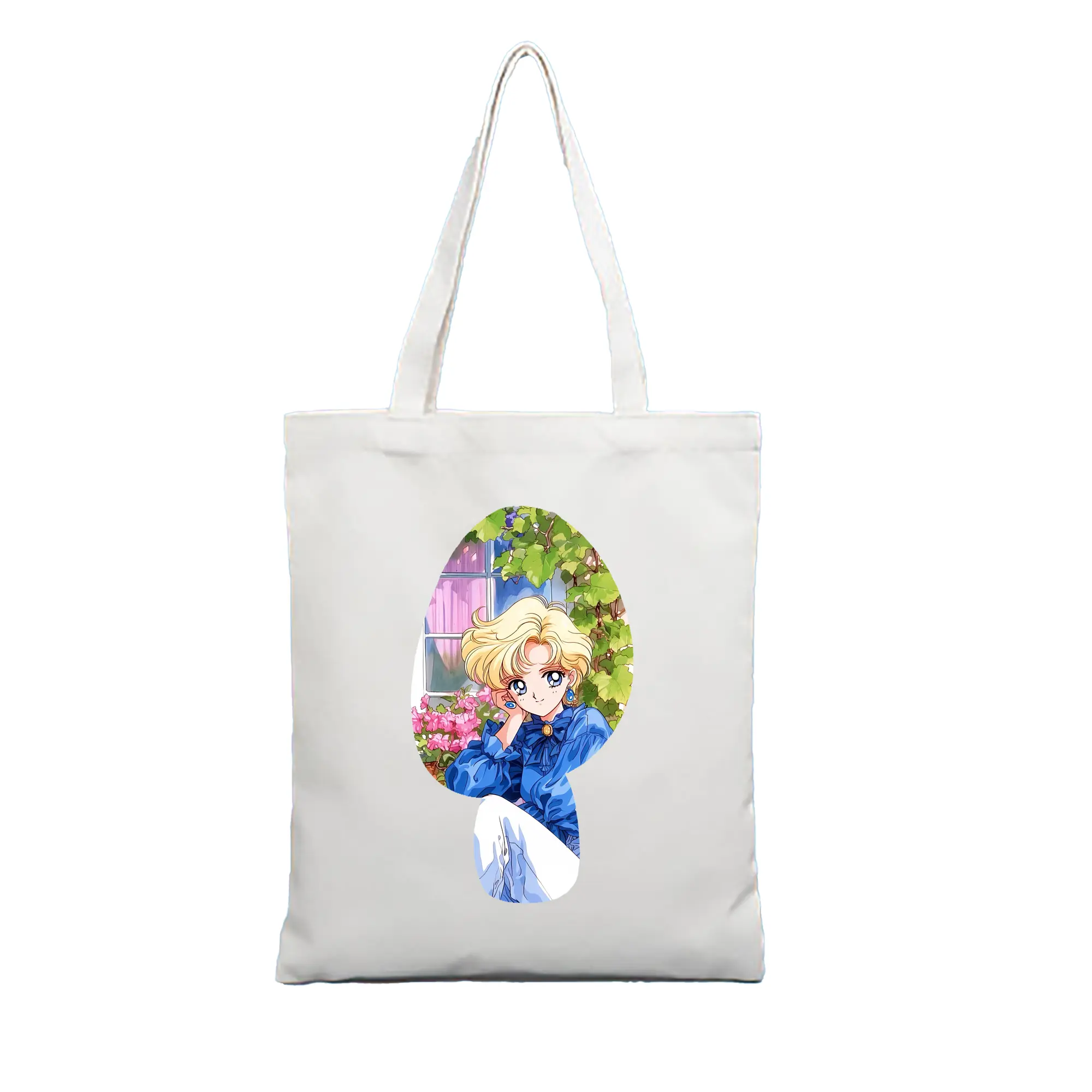美少女戦士セーラームーン グッズ 天王 はるか - 縦型キャンバス手提げバッグ（トートバッグ） ・ キャンバス素材 ・ ショッピング用 ・ 軽量 丈夫 お手入れ簡単