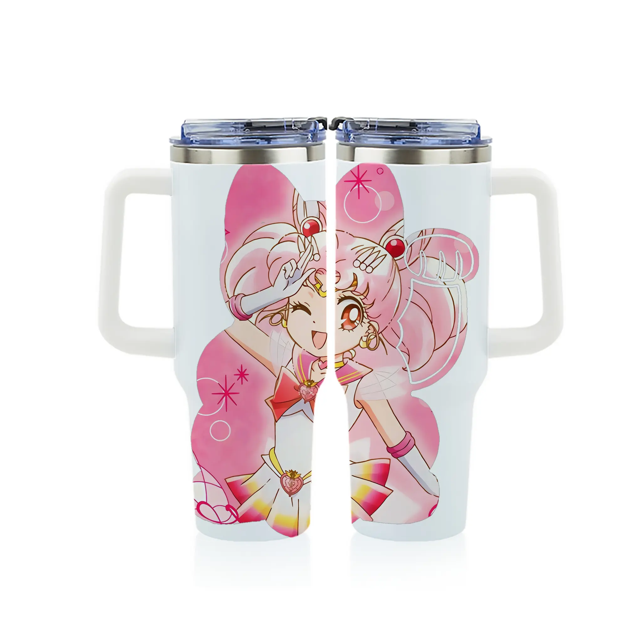 美少女戦士セーラームーン グッズ,ちびうさ - 1200mL フルプリント車用タンブラー ・ 304ステンレス 内側 ・ 201ステンレス 外側 ・ 保温 保冷 ・ 通勤 ドライブ アウトドア用