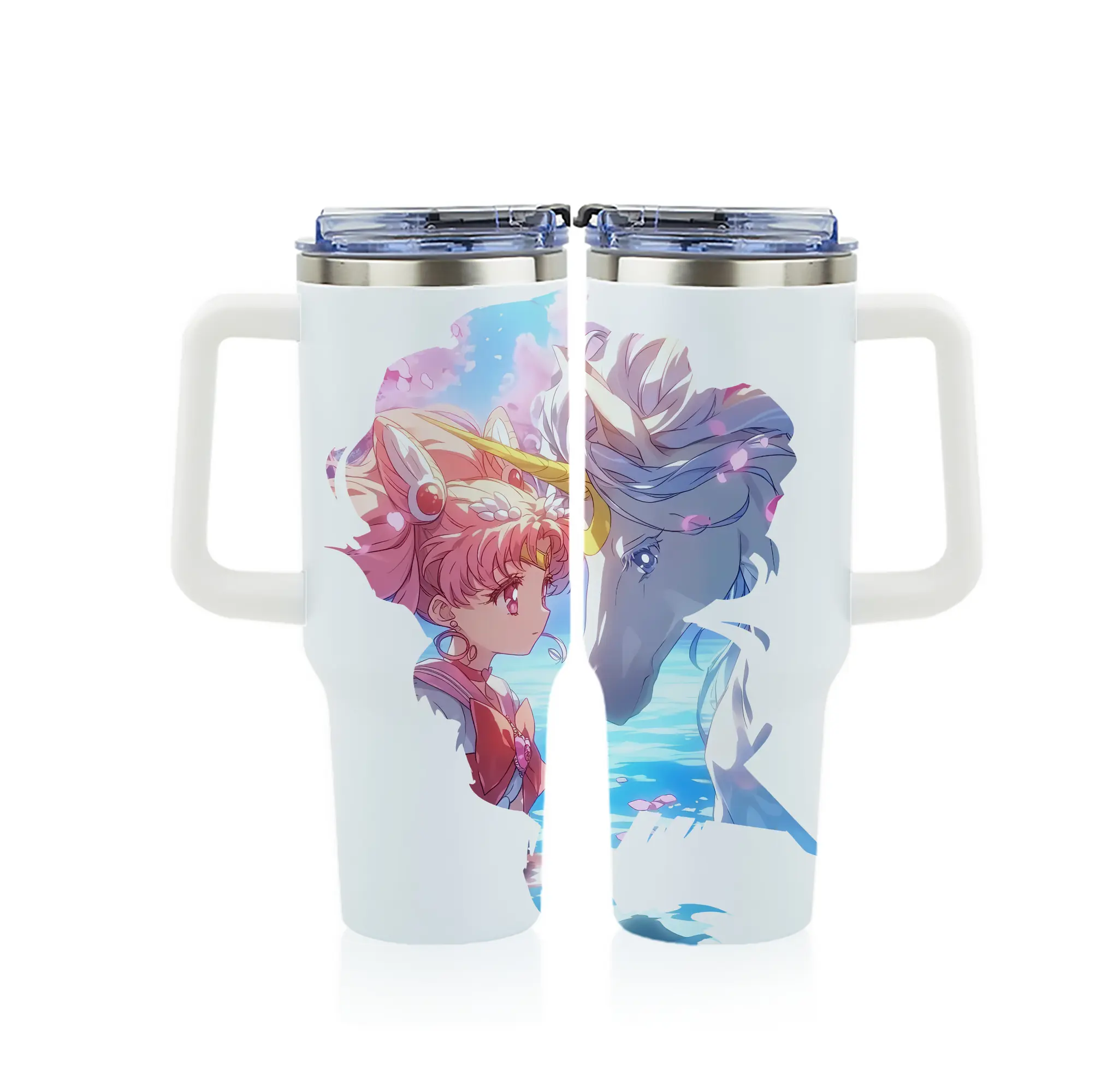 美少女戦士セーラームーン グッズ,ちびうさ - 1200mL フルプリント車用タンブラー ・ 304ステンレス 内側 ・ 201ステンレス 外側 ・ 保温 保冷 ・ 通勤 ドライブ アウトドア用