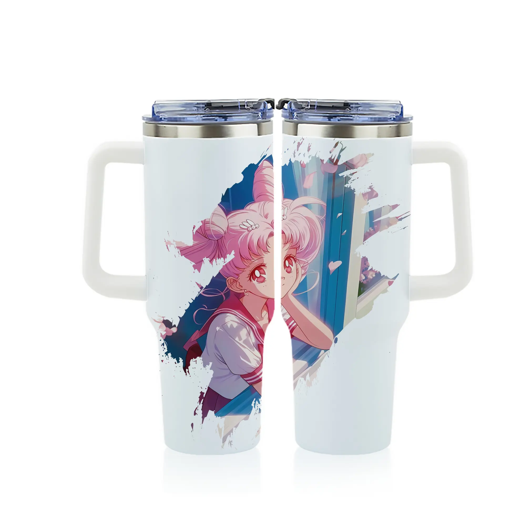 美少女戦士セーラームーン グッズ,ちびうさ - 1200mL フルプリント車用タンブラー ・ 304ステンレス 内側 ・ 201ステンレス 外側 ・ 保温 保冷 ・ 通勤 ドライブ アウトドア用