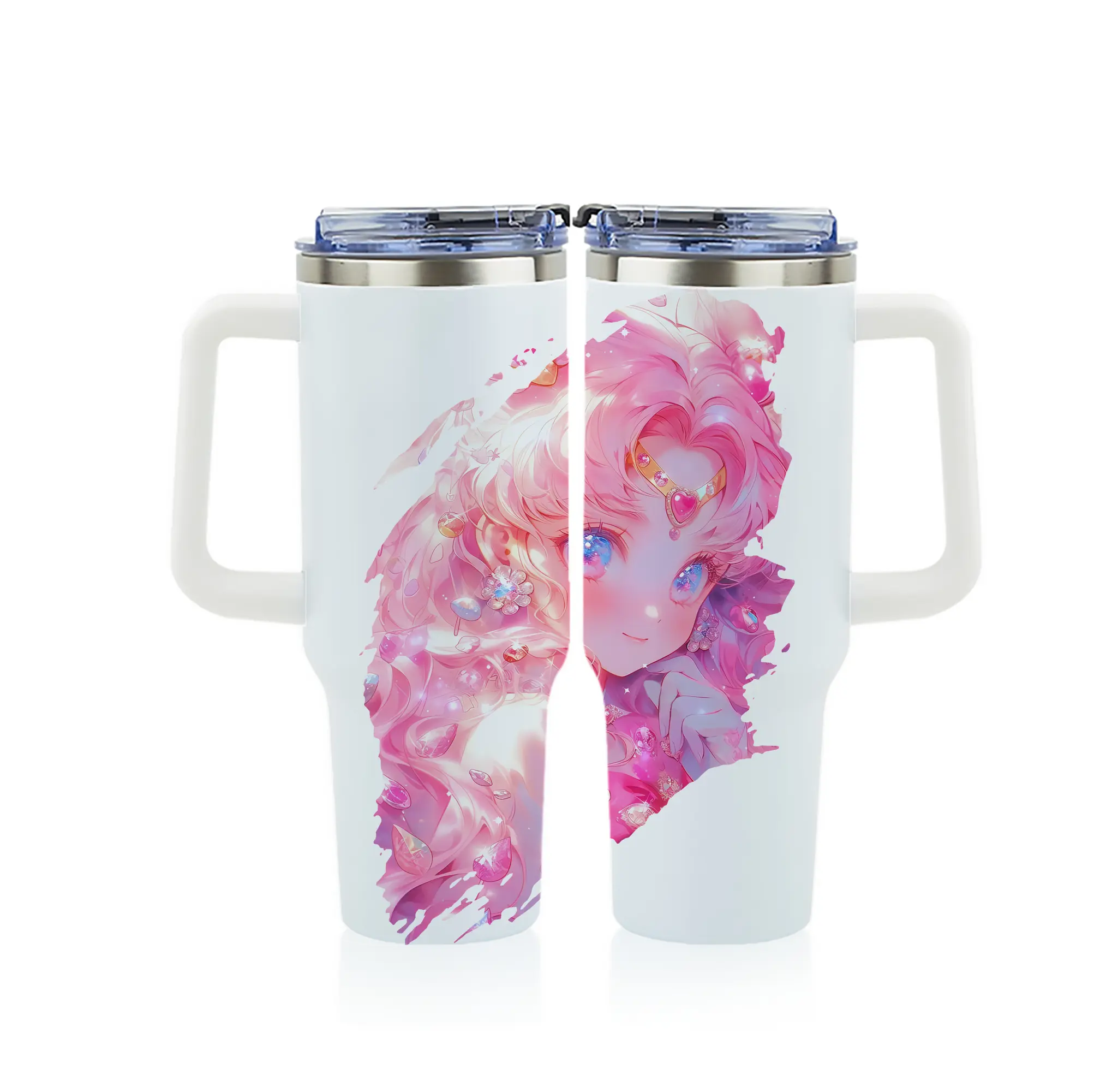 美少女戦士セーラームーン グッズ,ちびうさ - 1200mL フルプリント車用タンブラー ・ 304ステンレス 内側 ・ 201ステンレス 外側 ・ 保温 保冷 ・ 通勤 ドライブ アウトドア用