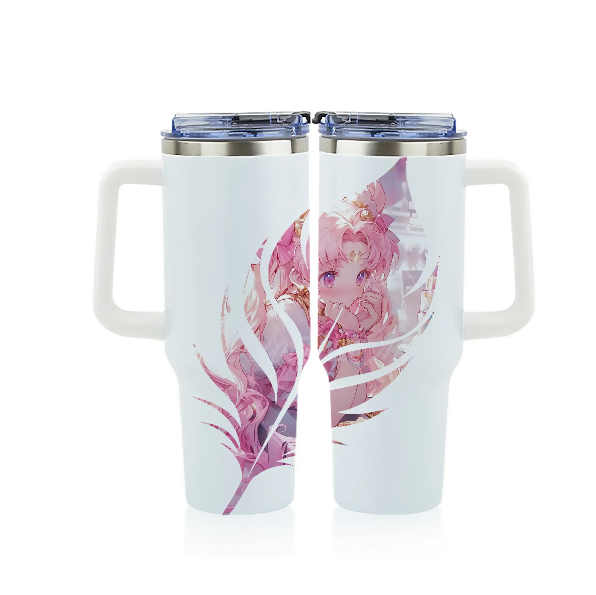 美少女戦士セーラームーン グッズ,ちびうさ - 1200mL フルプリント車用タンブラー ・ 304ステンレス 内側 ・ 201ステンレス 外側 ・ 保温 保冷 ・ 通勤 ドライブ アウトドア用