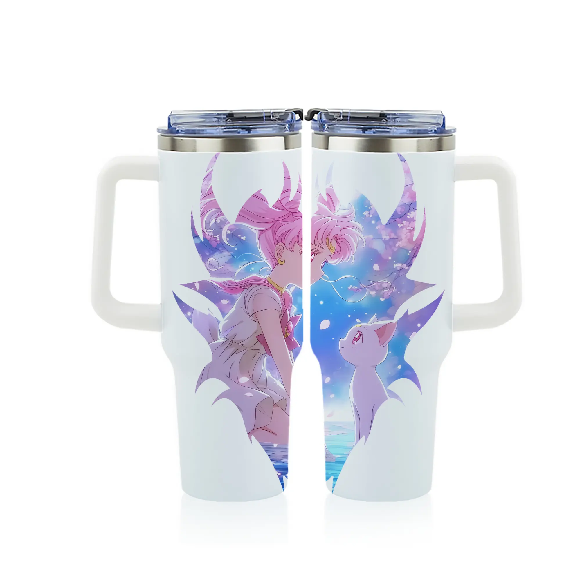 美少女戦士セーラームーン グッズ,ちびうさ - 1200mL フルプリント車用タンブラー ・ 304ステンレス 内側 ・ 201ステンレス 外側 ・ 保温 保冷 ・ 通勤 ドライブ アウトドア用