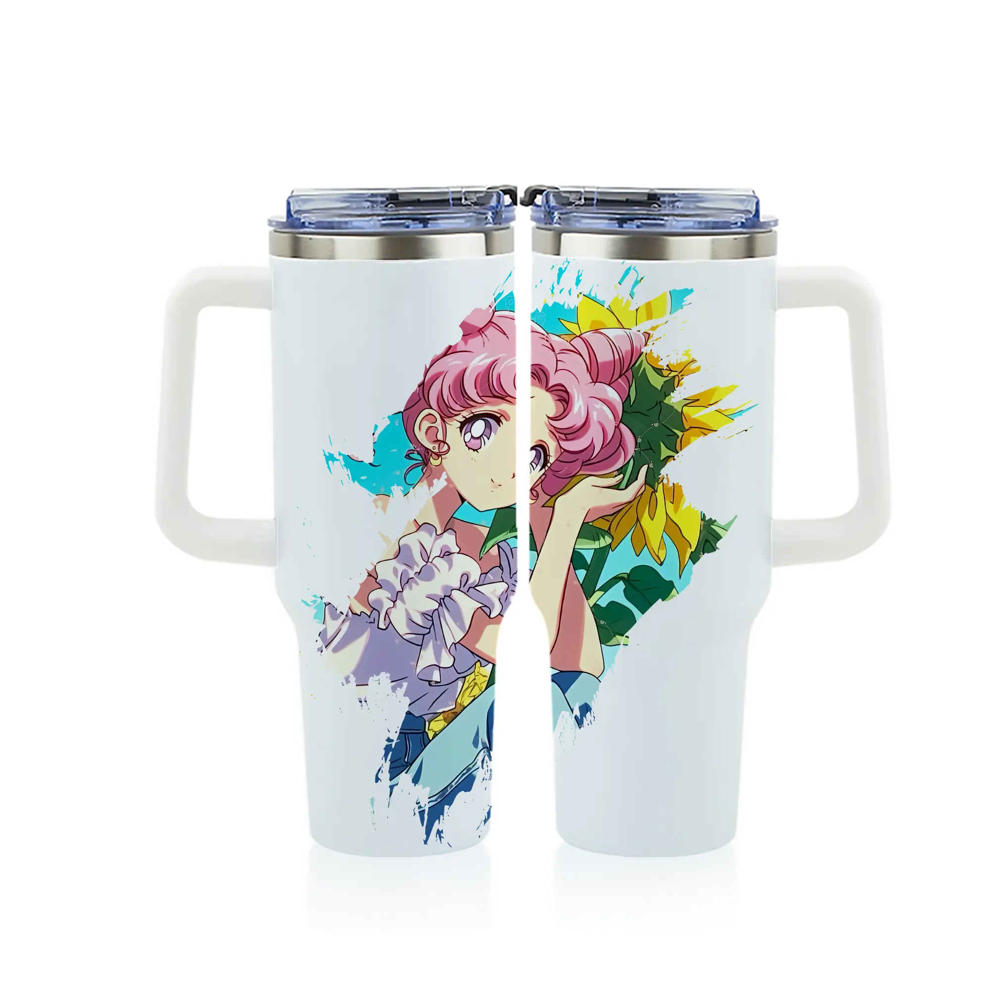 美少女戦士セーラームーン グッズ,ちびうさ - 1200mL フルプリント車用タンブラー ・ 304ステンレス 内側 ・ 201ステンレス 外側 ・ 保温 保冷 ・ 通勤 ドライブ アウトドア用