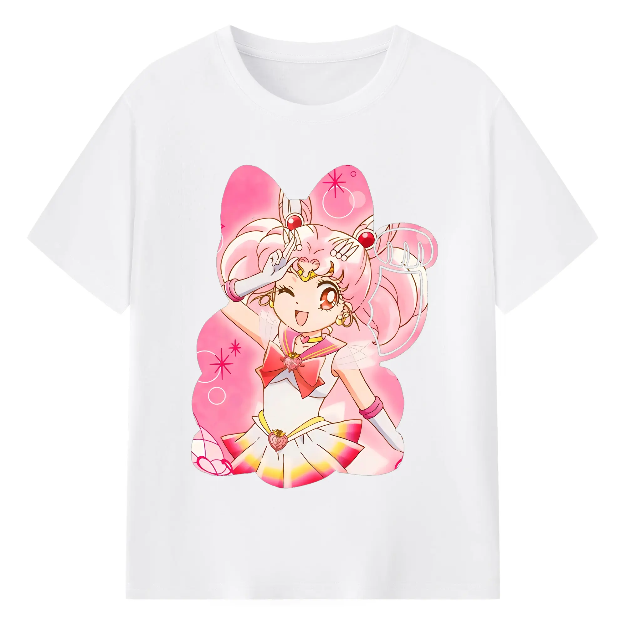 美少女戦士セーラームーン グッズ,ちびうさ - 綿100％ 半袖Tシャツ ・ フロントプリント ・ 快適 通気性 ・ 日常使い 散歩 スポーツ用