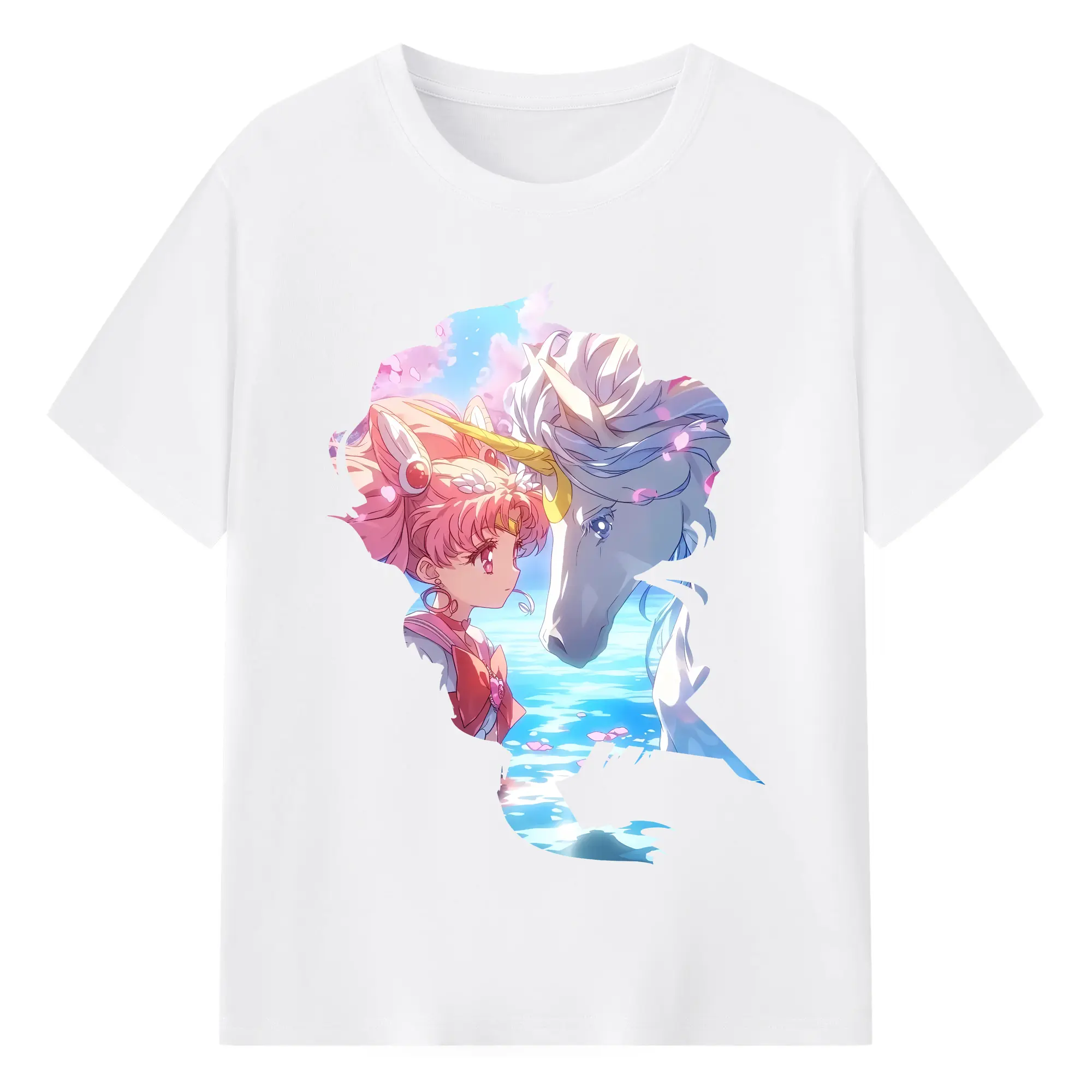美少女戦士セーラームーン グッズ,ちびうさ - 綿100％ 半袖Tシャツ ・ フロントプリント ・ 快適 通気性 ・ 日常使い 散歩 スポーツ用