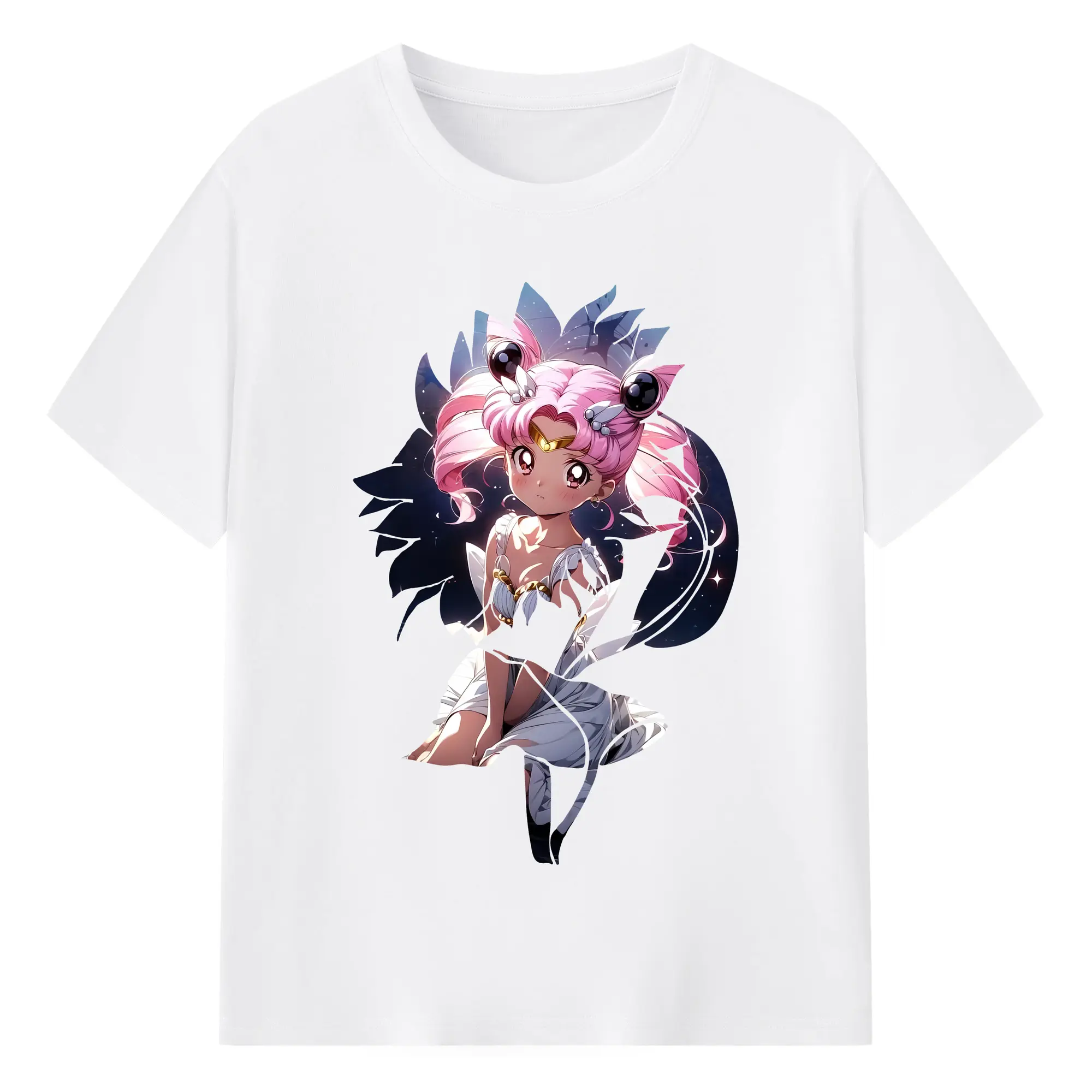美少女戦士セーラームーン グッズ,ちびうさ - 綿100％ 半袖Tシャツ ・ フロントプリント ・ 快適 通気性 ・ 日常使い 散歩 スポーツ用