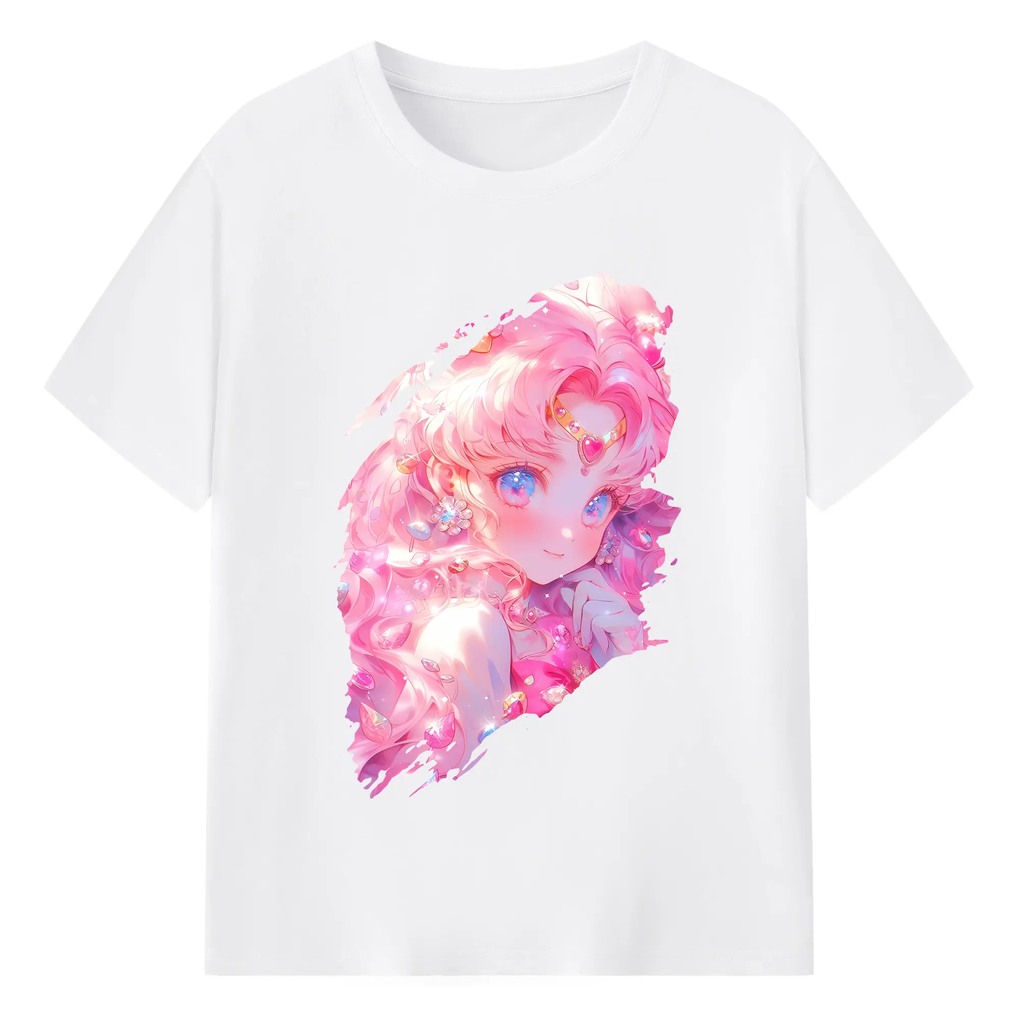 美少女戦士セーラームーン グッズ,ちびうさ - 綿100％ 半袖Tシャツ ・ フロントプリント ・ 快適 通気性 ・ 日常使い 散歩 スポーツ用