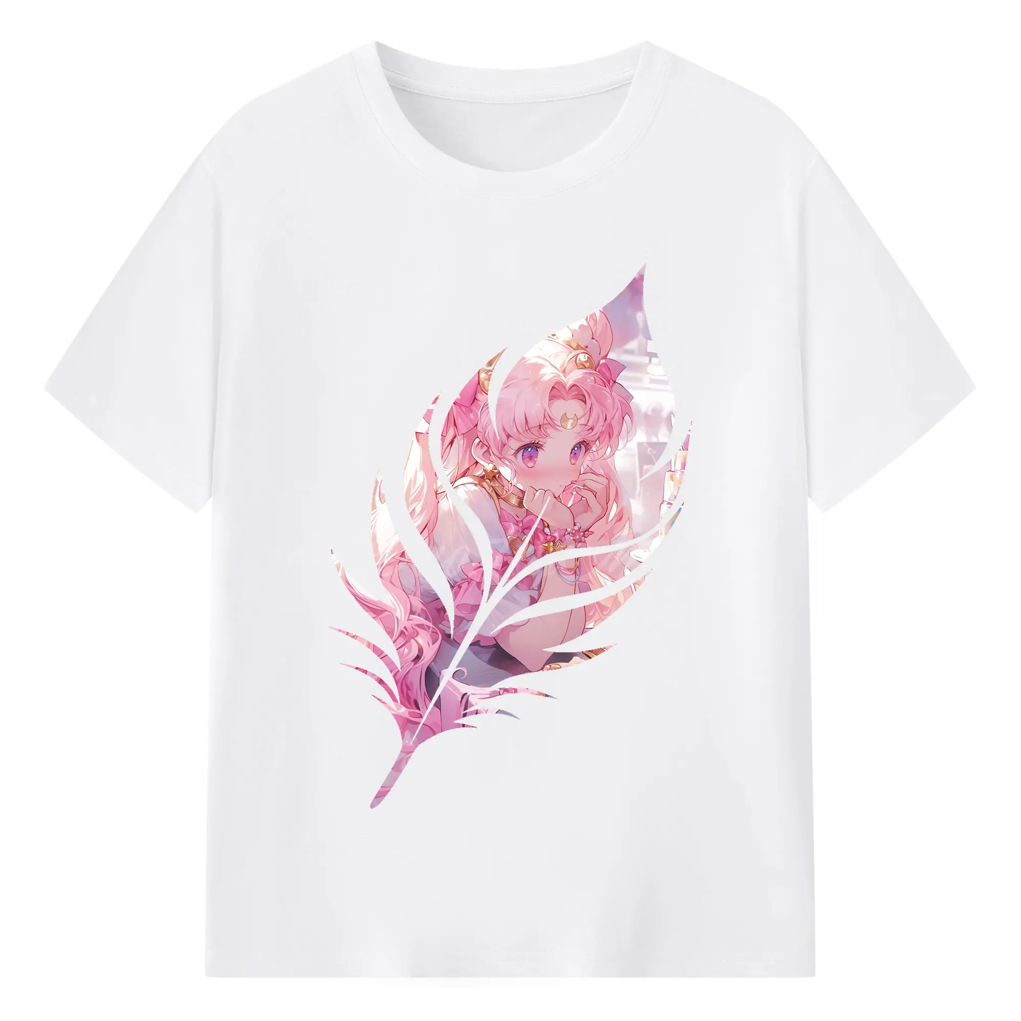 美少女戦士セーラームーン グッズ,ちびうさ - 綿100％ 半袖Tシャツ ・ フロントプリント ・ 快適 通気性 ・ 日常使い 散歩 スポーツ用