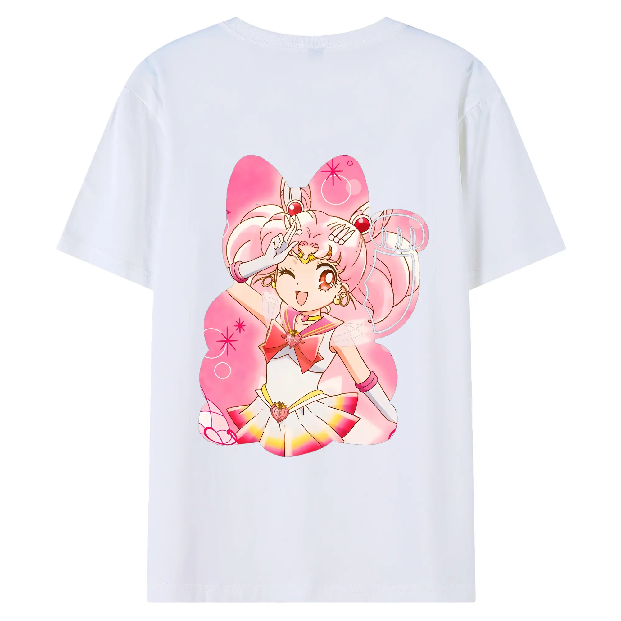 美少女戦士セーラームーン グッズ,ちびうさ - 綿100％ 半袖Tシャツ ・ バックプリント ・ 快適 通気性 ・ 日常使い 散歩 スポーツ用