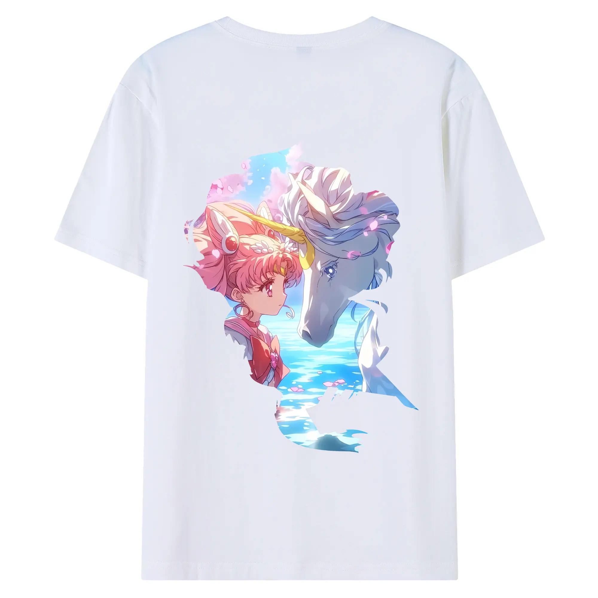 美少女戦士セーラームーン グッズ,ちびうさ - 綿100％ 半袖Tシャツ ・ バックプリント ・ 快適 通気性 ・ 日常使い 散歩 スポーツ用
