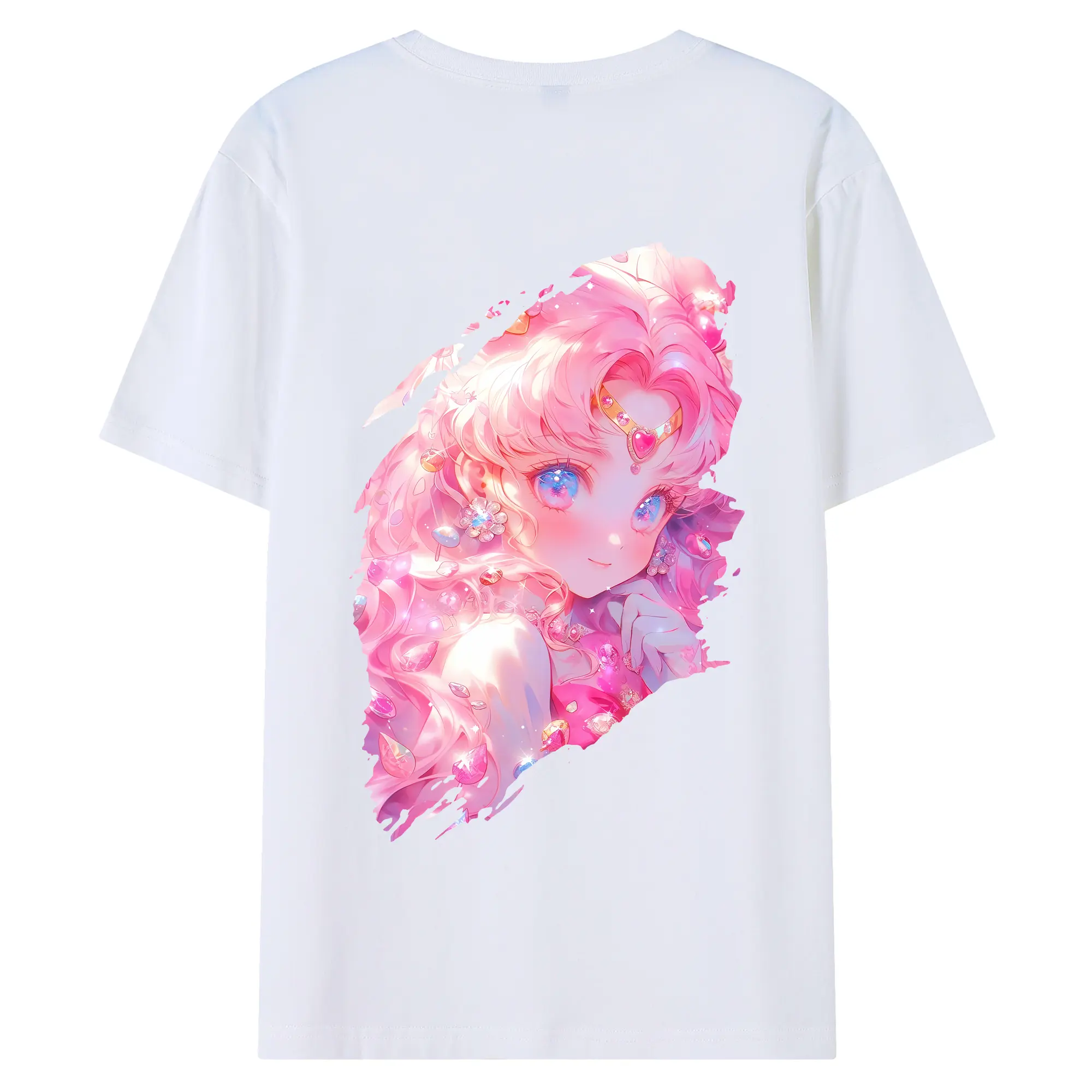 美少女戦士セーラームーン グッズ,ちびうさ - 綿100％ 半袖Tシャツ ・ バックプリント ・ 快適 通気性 ・ 日常使い 散歩 スポーツ用