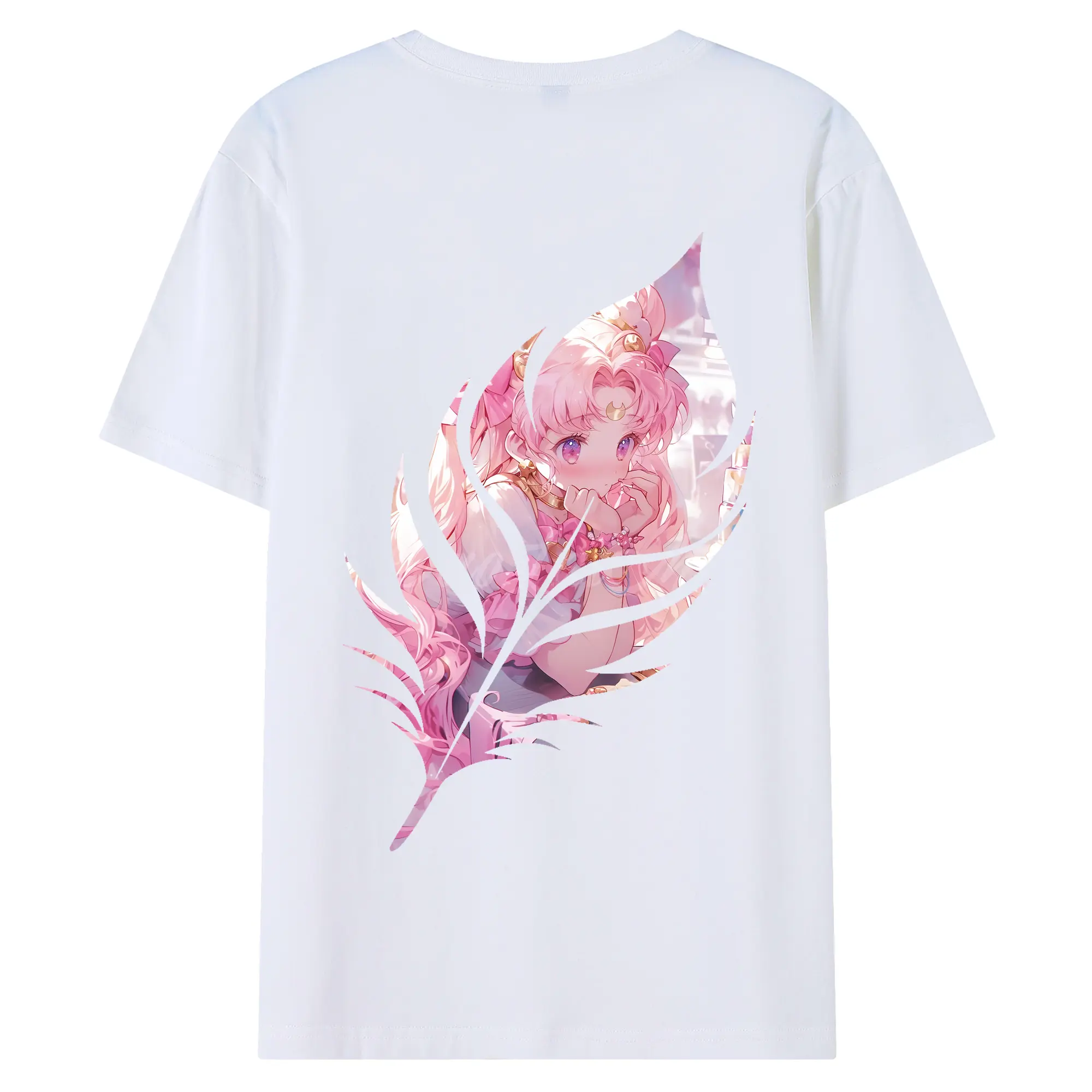 美少女戦士セーラームーン グッズ,ちびうさ - 綿100％ 半袖Tシャツ ・ バックプリント ・ 快適 通気性 ・ 日常使い 散歩 スポーツ用