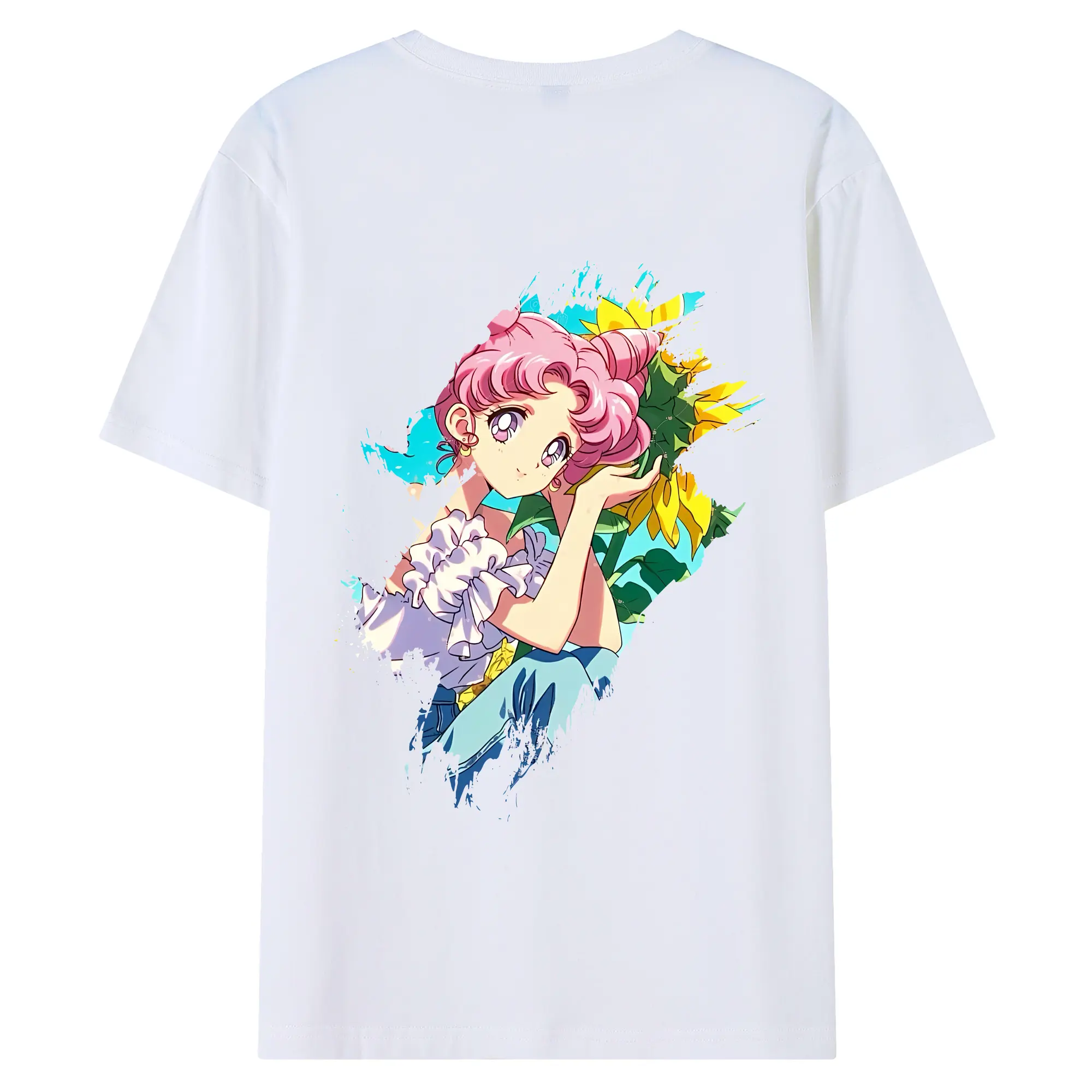 美少女戦士セーラームーン グッズ,ちびうさ - 綿100％ 半袖Tシャツ ・ バックプリント ・ 快適 通気性 ・ 日常使い 散歩 スポーツ用