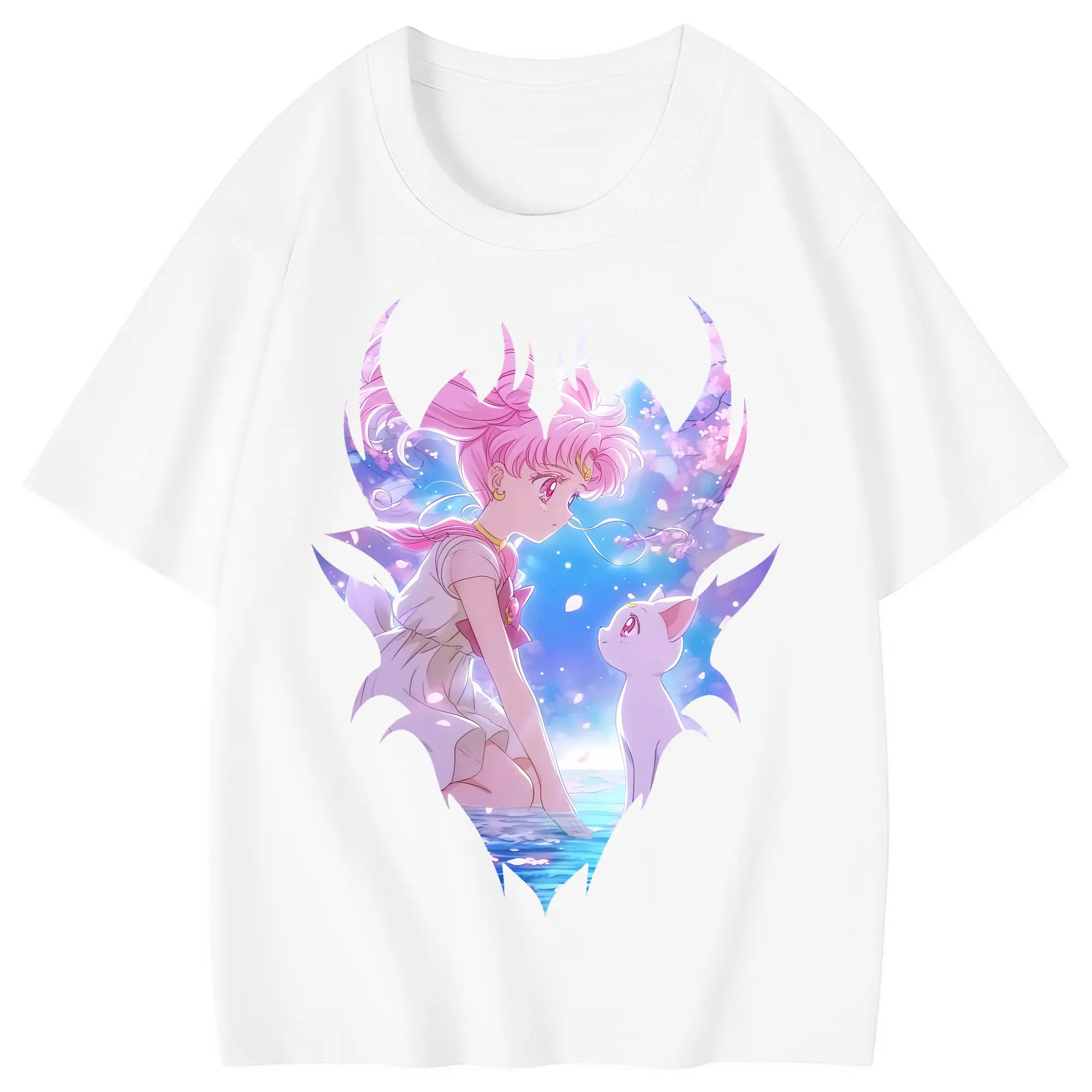 美少女戦士セーラームーン グッズ,ちびうさ - 綿100％ キッズTシャツ ・ フロントプリント ・ 快適 通気性 ・ スポーツ カジュアル 散歩用