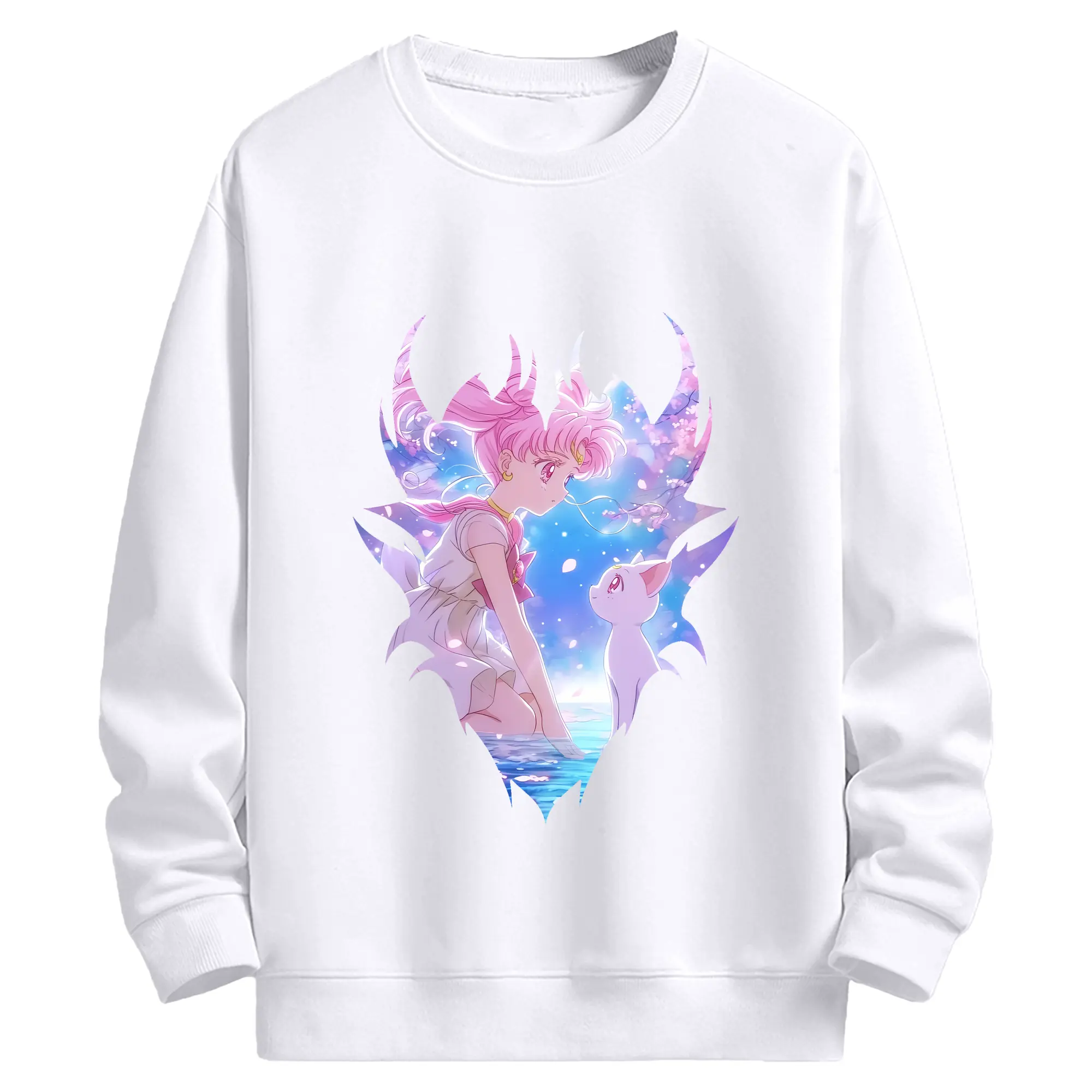 美少女戦士セーラームーン グッズ,ちびうさ - 高品質 クルーネック スウェット ・ コットン59％ ポリエステル41％ ・ ユニセックス 長袖 トレーナー ・ カジュアル デイリー スポーツ 散歩用