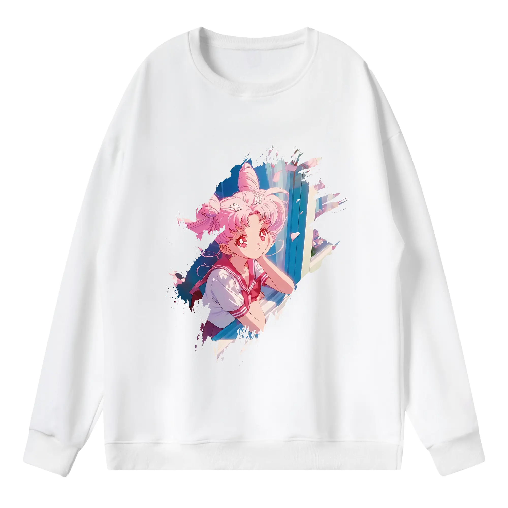 美少女戦士セーラームーン グッズ,ちびうさ - 薄手 クルーネック スウェット 裏毛260g · ポリエステル 春秋向け カジュアル 男女兼用 · トレーナー デイリー スポーツ 散歩に最適