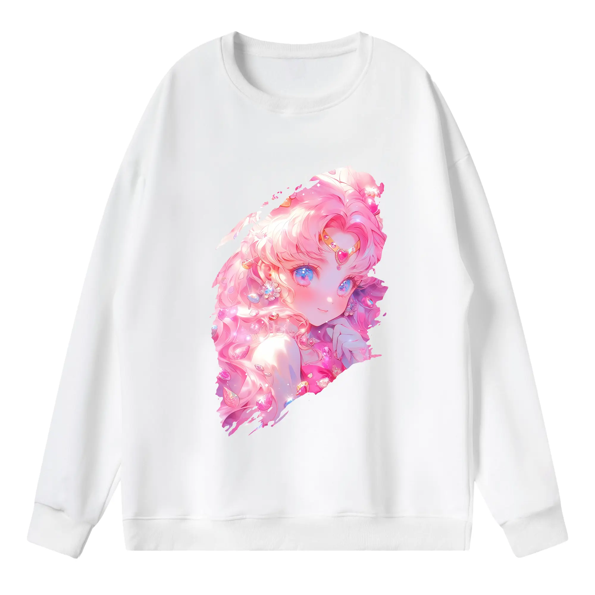 美少女戦士セーラームーン グッズ,ちびうさ - 薄手 クルーネック スウェット 裏毛260g · ポリエステル 春秋向け カジュアル 男女兼用 · トレーナー デイリー スポーツ 散歩に最適