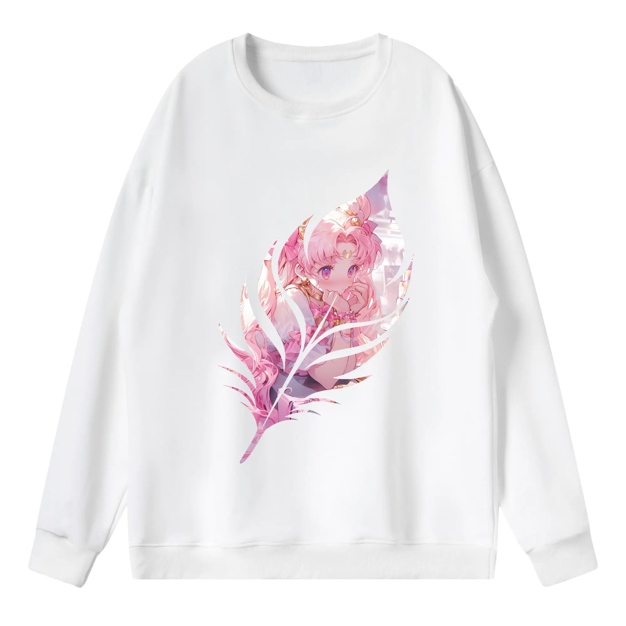 美少女戦士セーラームーン グッズ,ちびうさ - 薄手 クルーネック スウェット 裏毛260g · ポリエステル 春秋向け カジュアル 男女兼用 · トレーナー デイリー スポーツ 散歩に最適