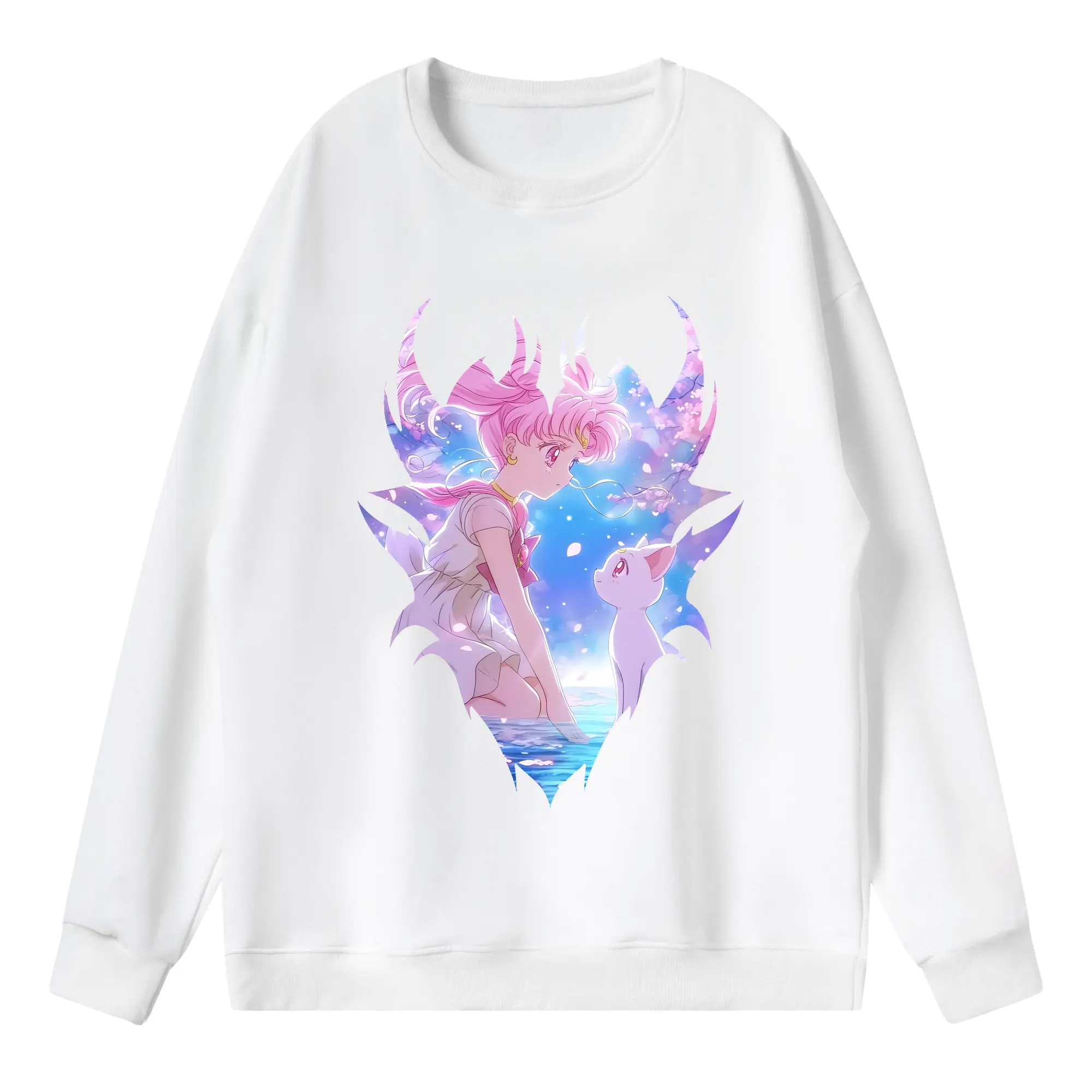 美少女戦士セーラームーン グッズ,ちびうさ - 薄手 クルーネック スウェット 裏毛260g · ポリエステル 春秋向け カジュアル 男女兼用 · トレーナー デイリー スポーツ 散歩に最適