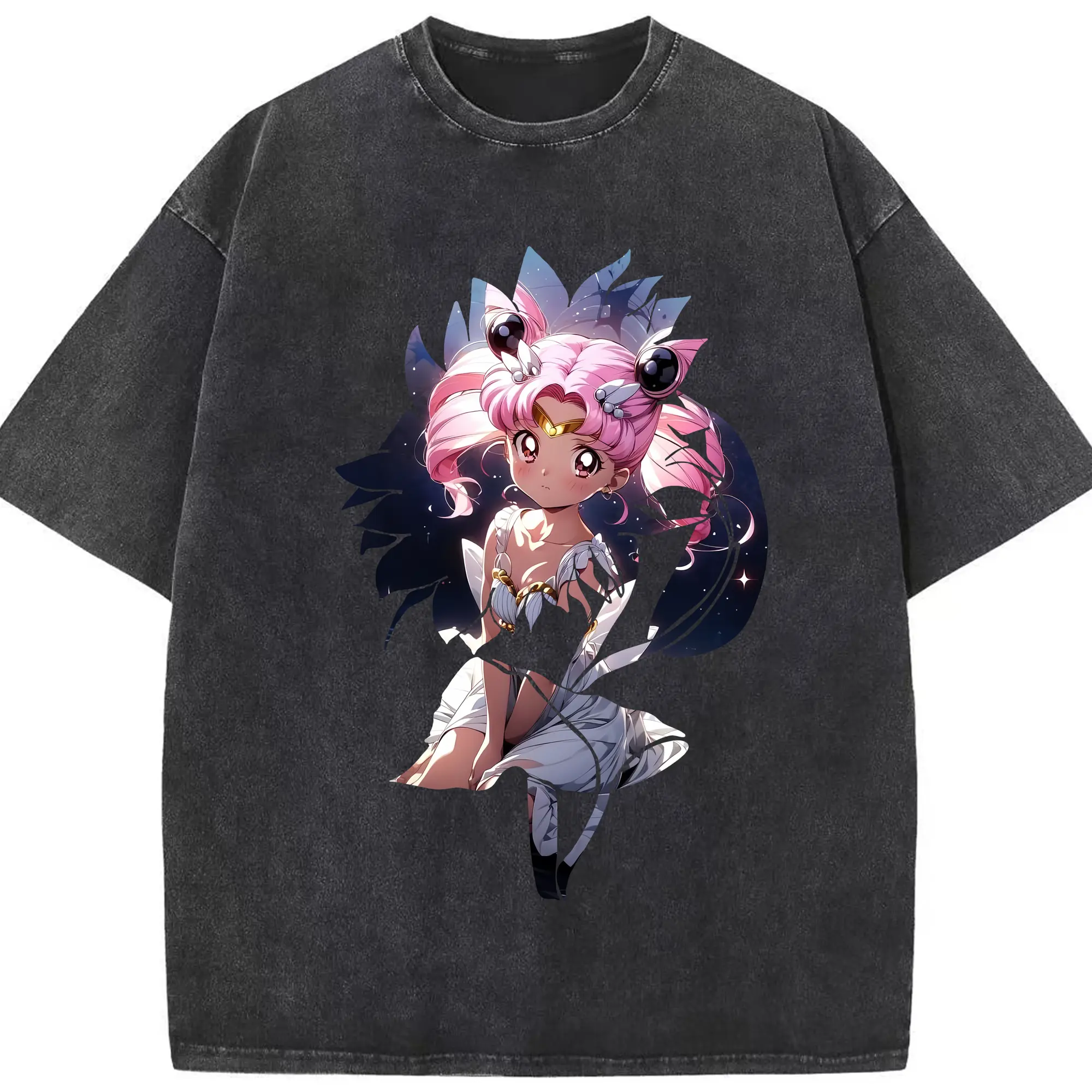 美少女戦士セーラームーン グッズ,ちびうさ - 綿100％ ヴィンテージ風 半袖Tシャツ ・ フロントプリント ・ 柔らか肌触り ・ 通気性 快適 ・ スポーツ カジュアル 外出用