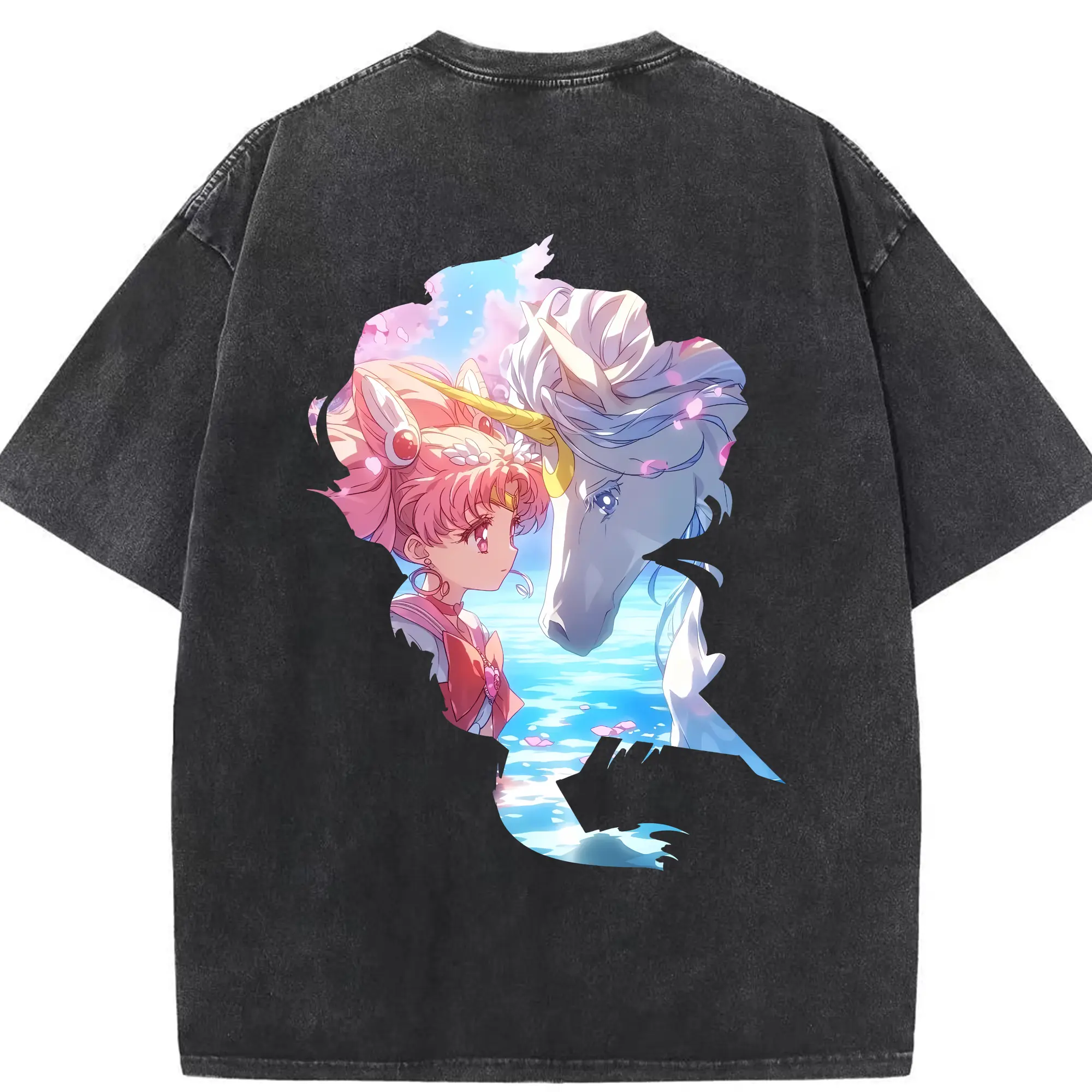 美少女戦士セーラームーン グッズ,ちびうさ - 綿100％ ヴィンテージ風 半袖Tシャツ ・ 背面プリント ・ 柔らか肌触り ・ 通気性 快適 ・ スポーツ カジュアル 外出用