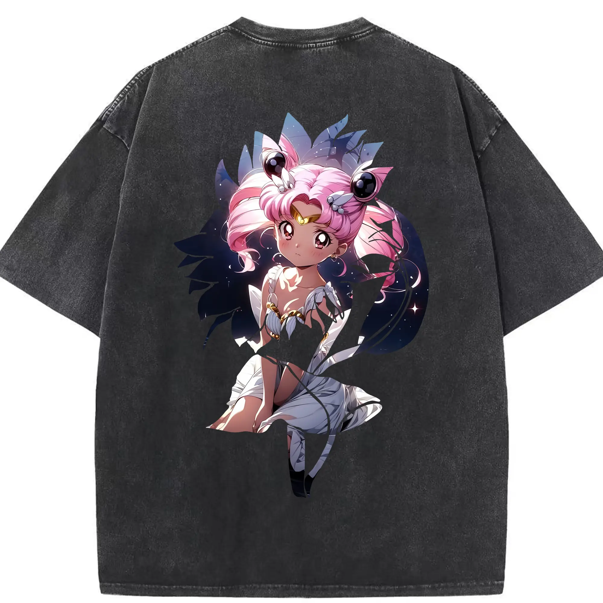 美少女戦士セーラームーン グッズ,ちびうさ - 綿100％ ヴィンテージ風 半袖Tシャツ ・ 背面プリント ・ 柔らか肌触り ・ 通気性 快適 ・ スポーツ カジュアル 外出用