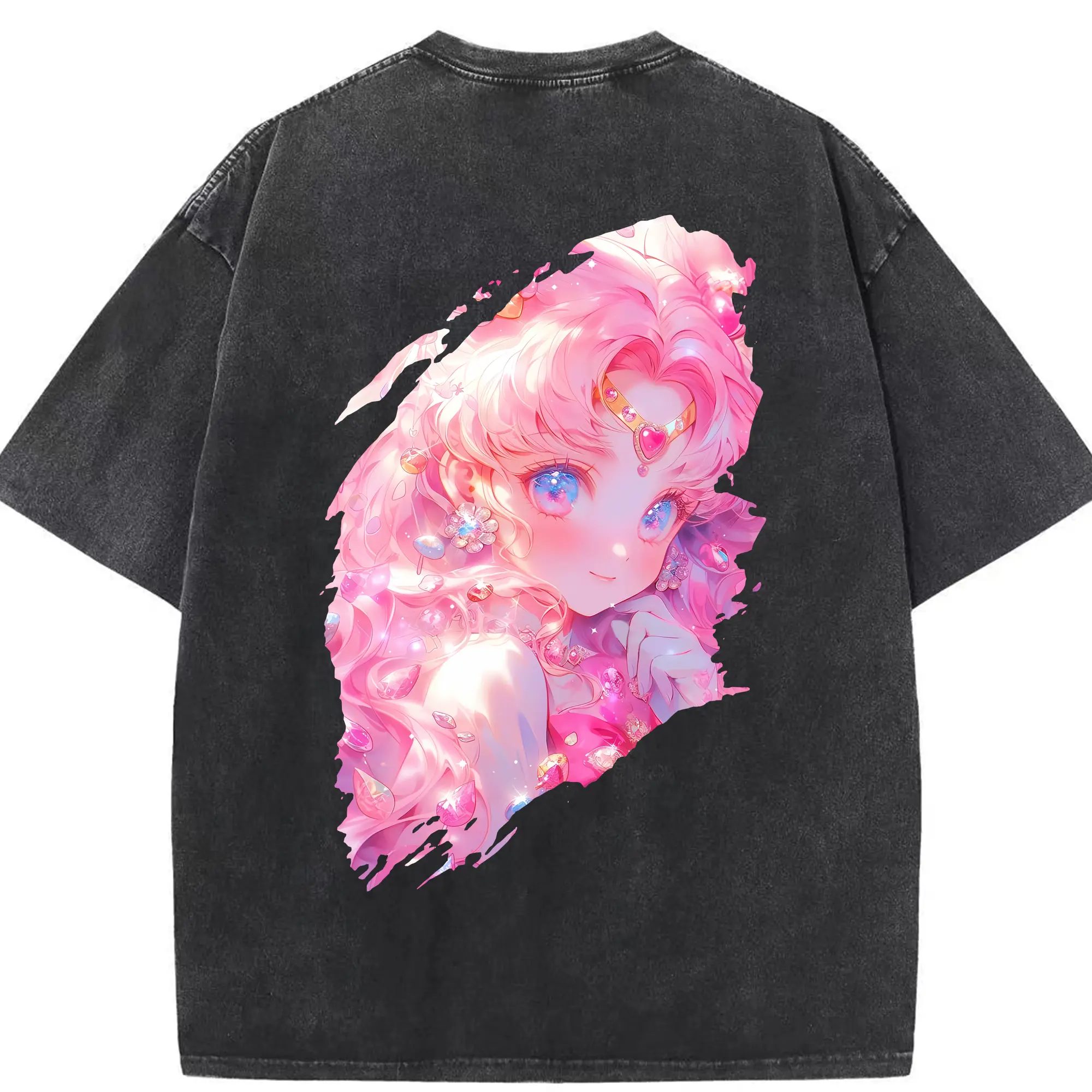 美少女戦士セーラームーン グッズ,ちびうさ - 綿100％ ヴィンテージ風 半袖Tシャツ ・ 背面プリント ・ 柔らか肌触り ・ 通気性 快適 ・ スポーツ カジュアル 外出用