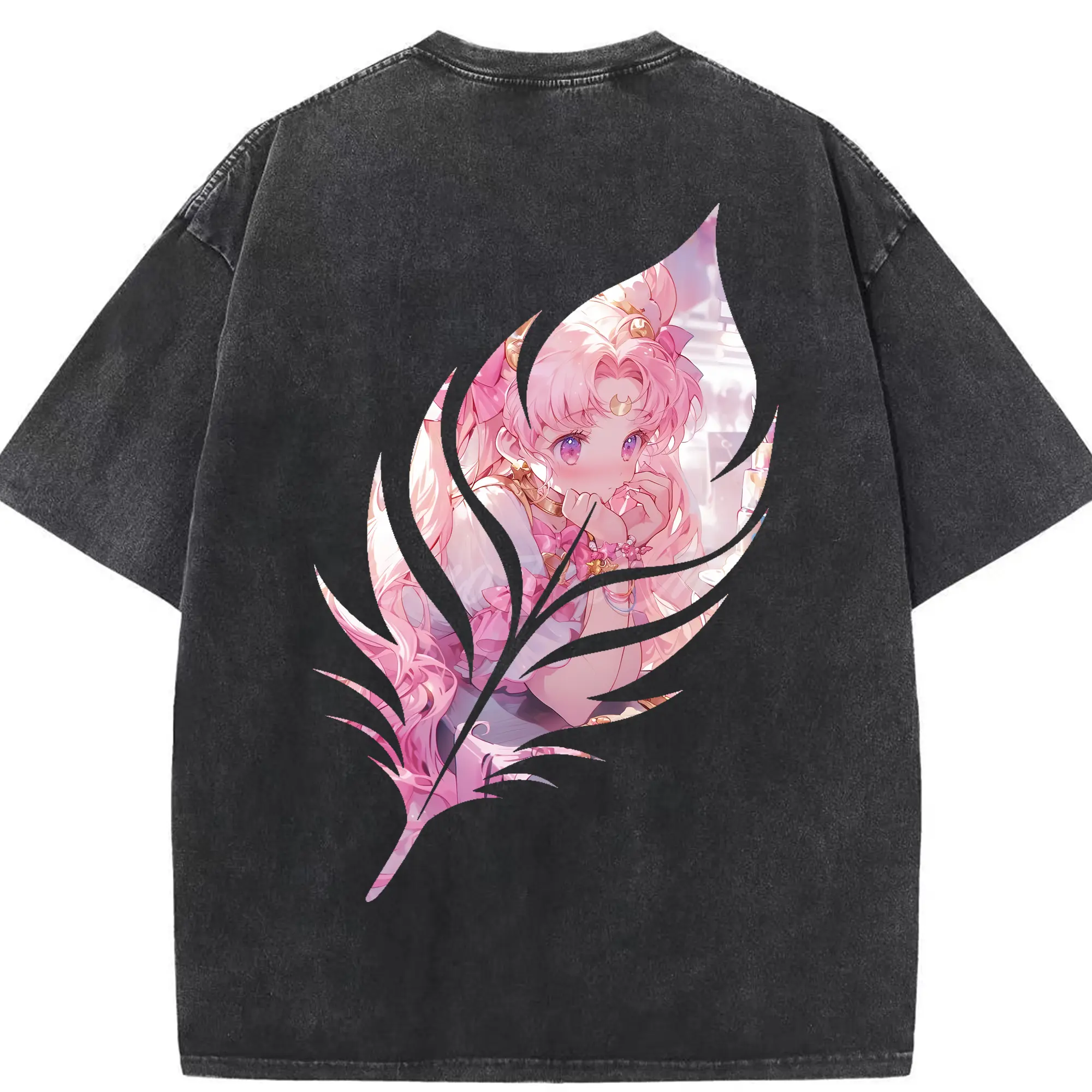 美少女戦士セーラームーン グッズ,ちびうさ - 綿100％ ヴィンテージ風 半袖Tシャツ ・ 背面プリント ・ 柔らか肌触り ・ 通気性 快適 ・ スポーツ カジュアル 外出用