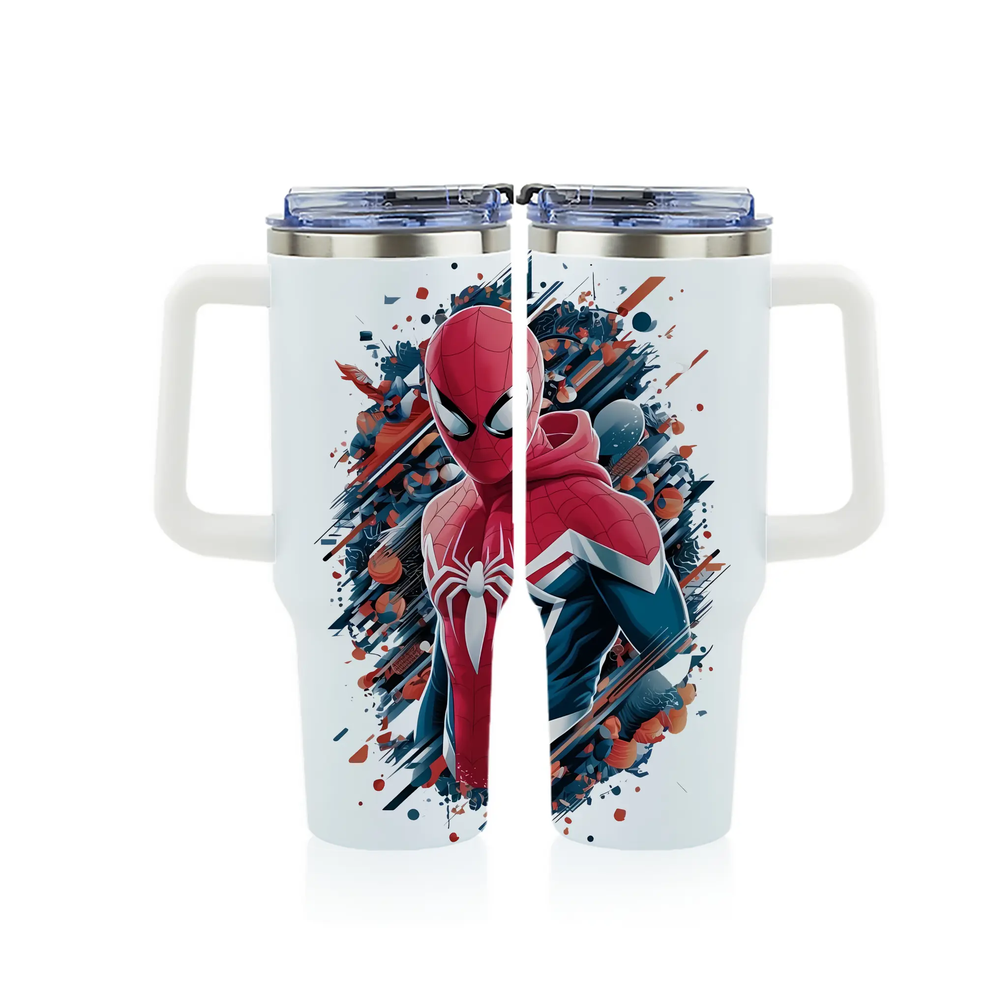 アベンジャーズ (Avenjāzu) グッズ スパイダーマン（Spider-Man） - 1200mL フルプリント車用タンブラー ・ 304ステンレス 内側 ・ 201ステンレス 外側 ・ 保温 保冷 ・ 通勤 ドライブ アウトドア用