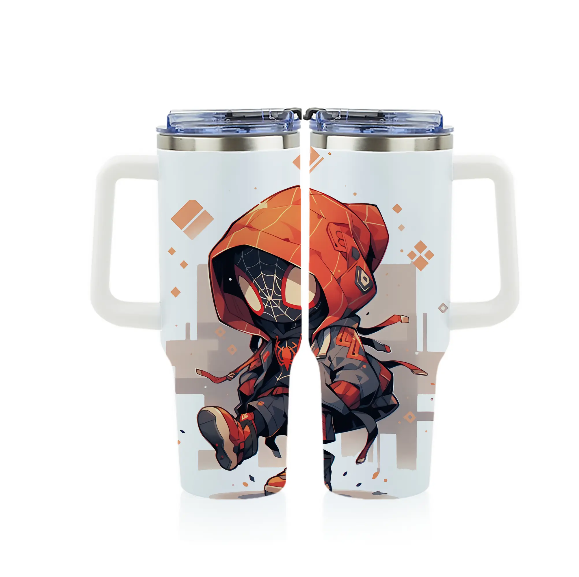 アベンジャーズ (Avenjāzu) グッズ スパイダーマン（Spider-Man） - 1200mL フルプリント車用タンブラー ・ 304ステンレス 内側 ・ 201ステンレス 外側 ・ 保温 保冷 ・ 通勤 ドライブ アウトドア用