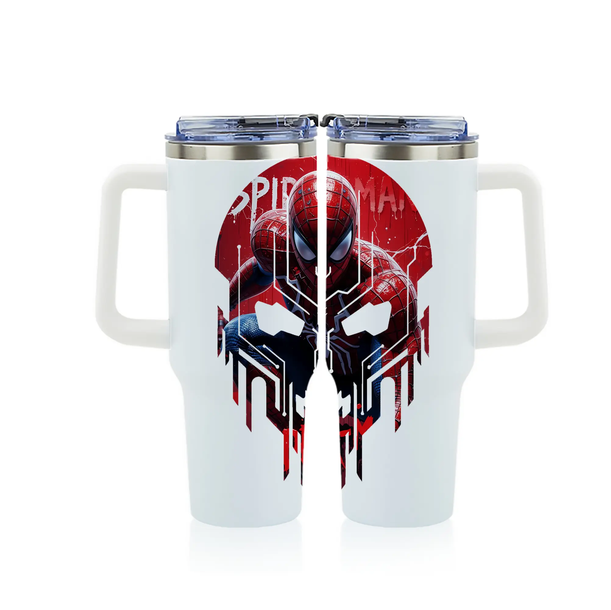 アベンジャーズ (Avenjāzu) グッズ スパイダーマン（Spider-Man） - 1200mL フルプリント車用タンブラー ・ 304ステンレス 内側 ・ 201ステンレス 外側 ・ 保温 保冷 ・ 通勤 ドライブ アウトドア用