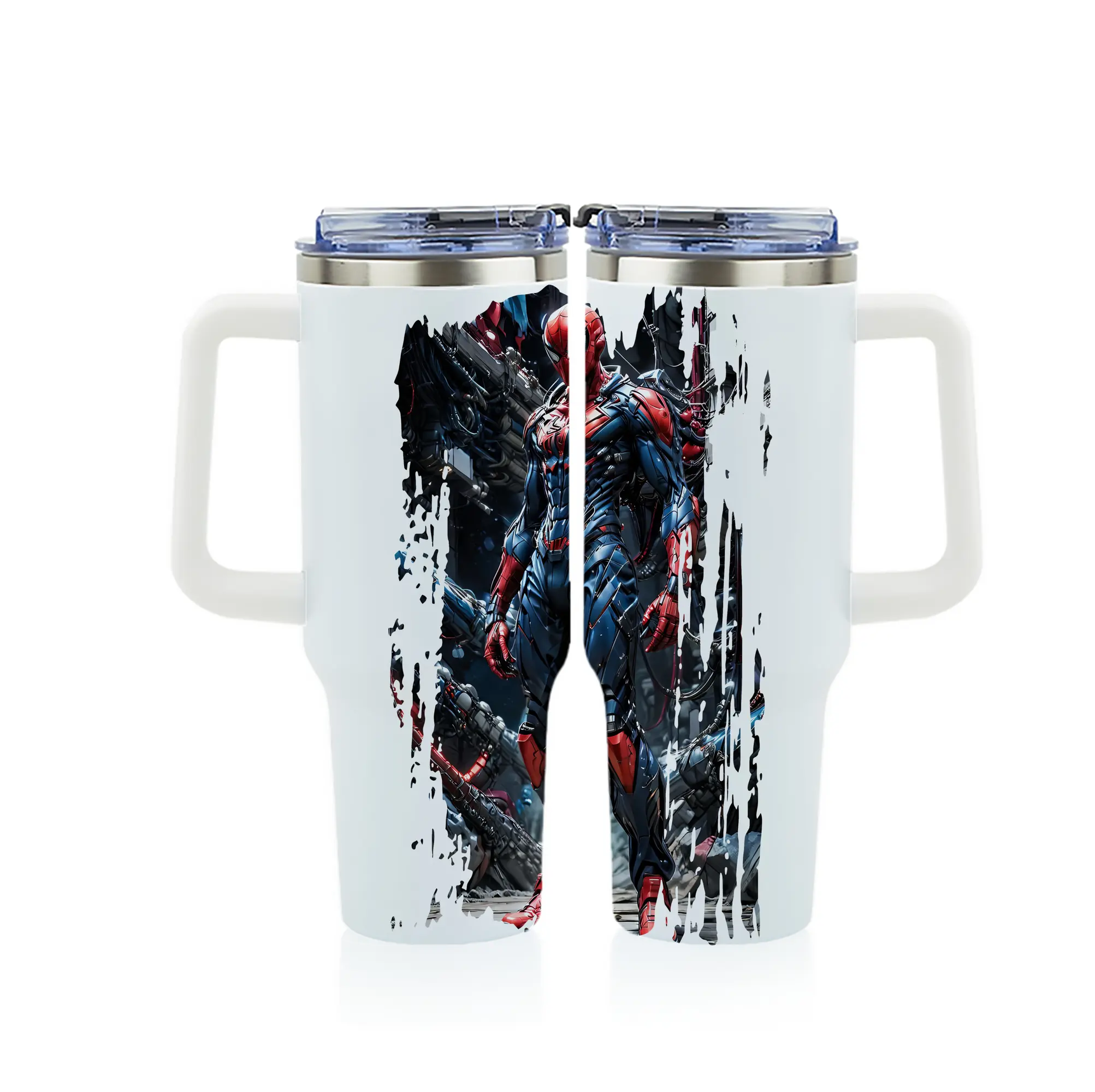 アベンジャーズ (Avenjāzu) グッズ スパイダーマン（Spider-Man） - 1200mL フルプリント車用タンブラー ・ 304ステンレス 内側 ・ 201ステンレス 外側 ・ 保温 保冷 ・ 通勤 ドライブ アウトドア用