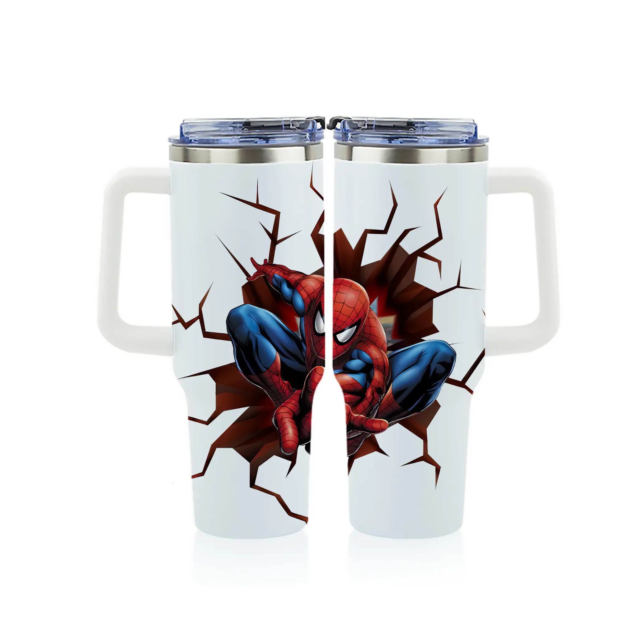 アベンジャーズ (Avenjāzu) グッズ スパイダーマン（Spider-Man） - 1200mL フルプリント車用タンブラー ・ 304ステンレス 内側 ・ 201ステンレス 外側 ・ 保温 保冷 ・ 通勤 ドライブ アウトドア用