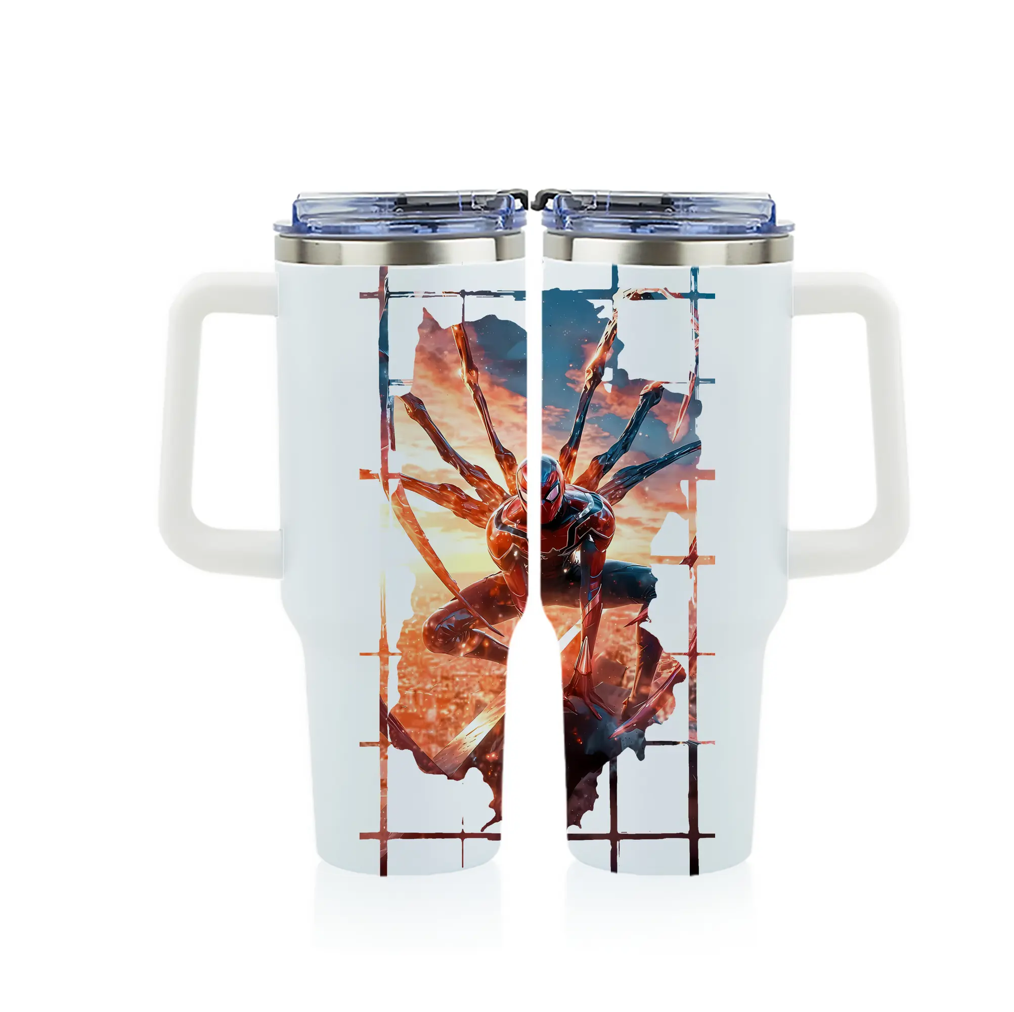 アベンジャーズ (Avenjāzu) グッズ スパイダーマン（Spider-Man） - 1200mL フルプリント車用タンブラー ・ 304ステンレス 内側 ・ 201ステンレス 外側 ・ 保温 保冷 ・ 通勤 ドライブ アウトドア用