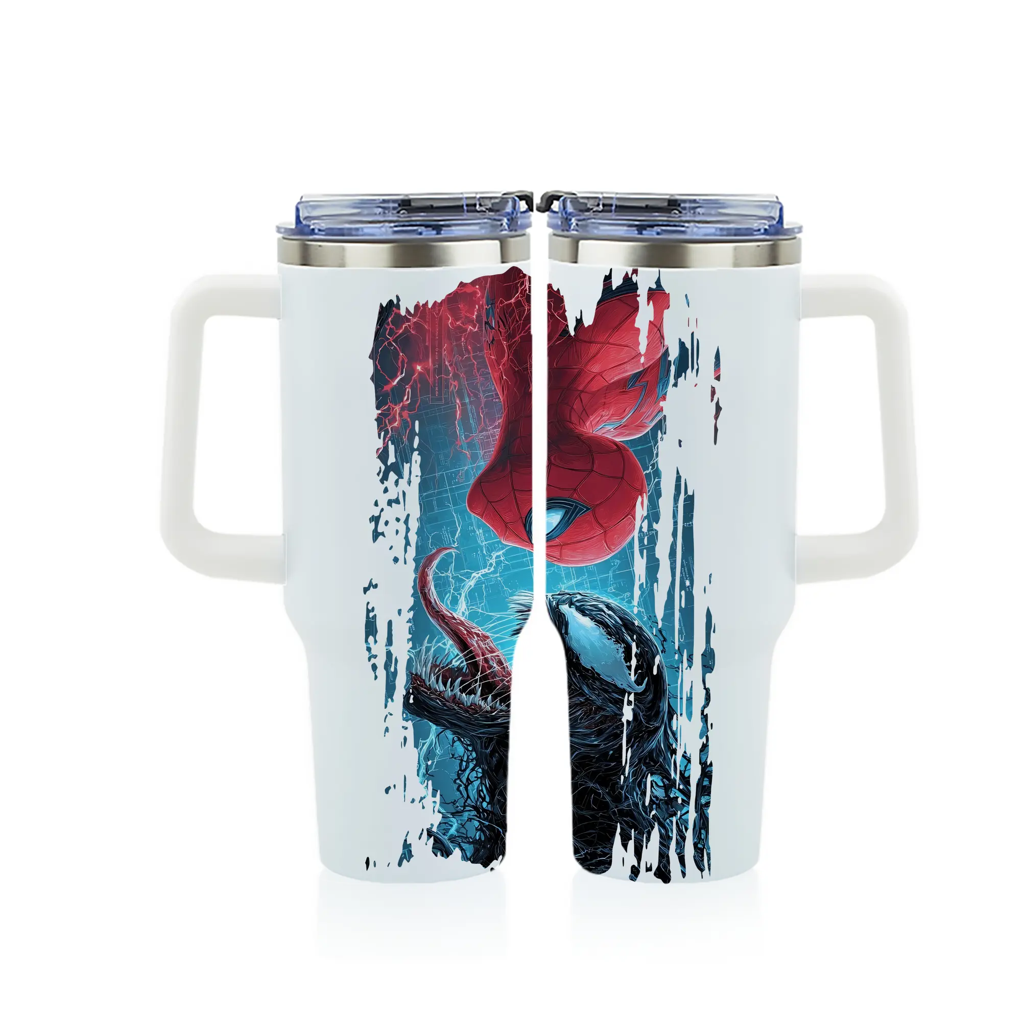 アベンジャーズ (Avenjāzu) グッズ スパイダーマン（Spider-Man） - 1200mL フルプリント車用タンブラー ・ 304ステンレス 内側 ・ 201ステンレス 外側 ・ 保温 保冷 ・ 通勤 ドライブ アウトドア用