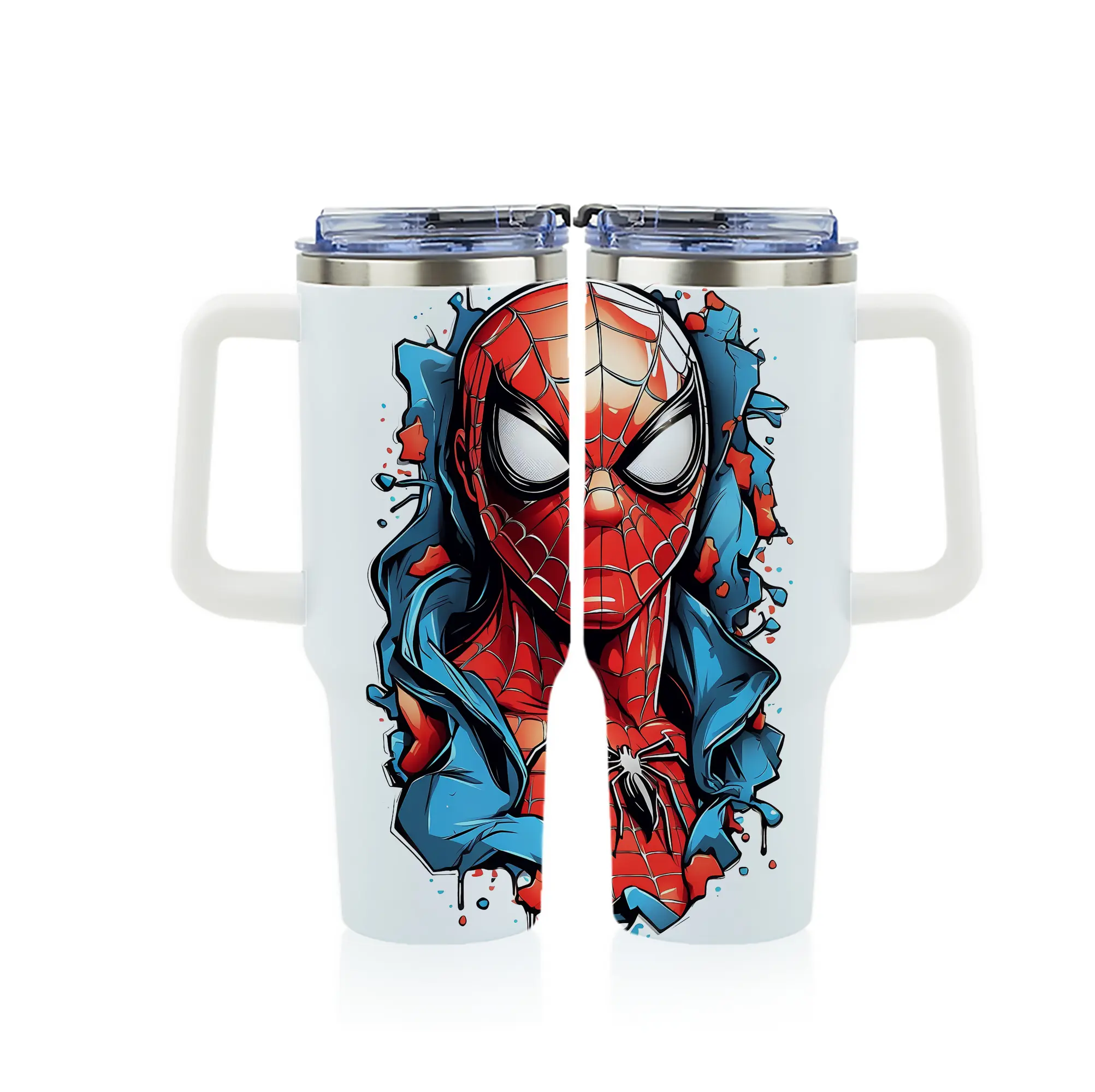 アベンジャーズ (Avenjāzu) グッズ スパイダーマン（Spider-Man） - 1200mL フルプリント車用タンブラー ・ 304ステンレス 内側 ・ 201ステンレス 外側 ・ 保温 保冷 ・ 通勤 ドライブ アウトドア用