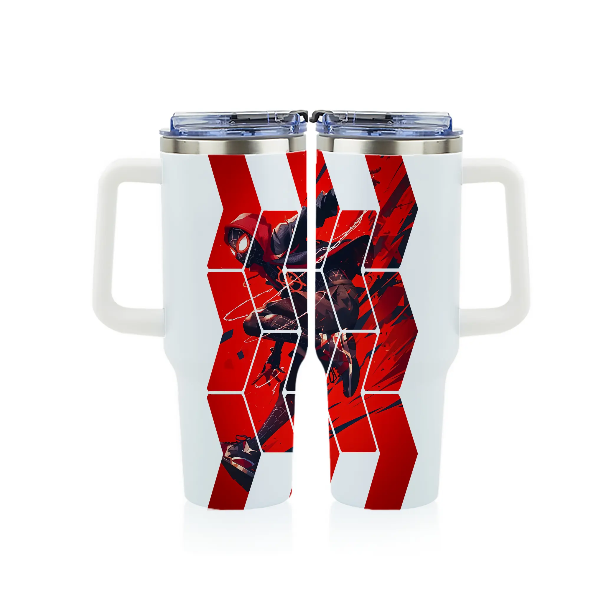 アベンジャーズ (Avenjāzu) グッズ スパイダーマン（Spider-Man） - 1200mL フルプリント車用タンブラー ・ 304ステンレス 内側 ・ 201ステンレス 外側 ・ 保温 保冷 ・ 通勤 ドライブ アウトドア用