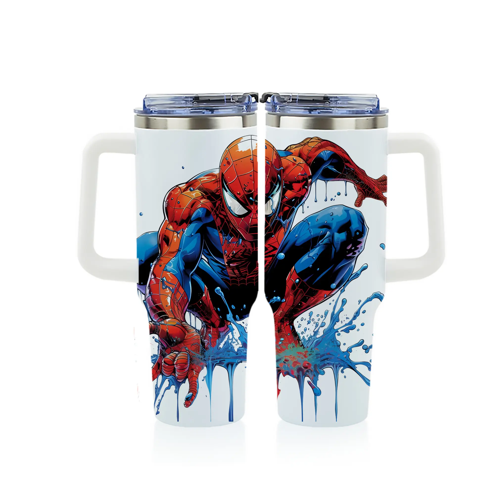 アベンジャーズ (Avenjāzu) グッズ スパイダーマン（Spider-Man） - 1200mL フルプリント車用タンブラー ・ 304ステンレス 内側 ・ 201ステンレス 外側 ・ 保温 保冷 ・ 通勤 ドライブ アウトドア用