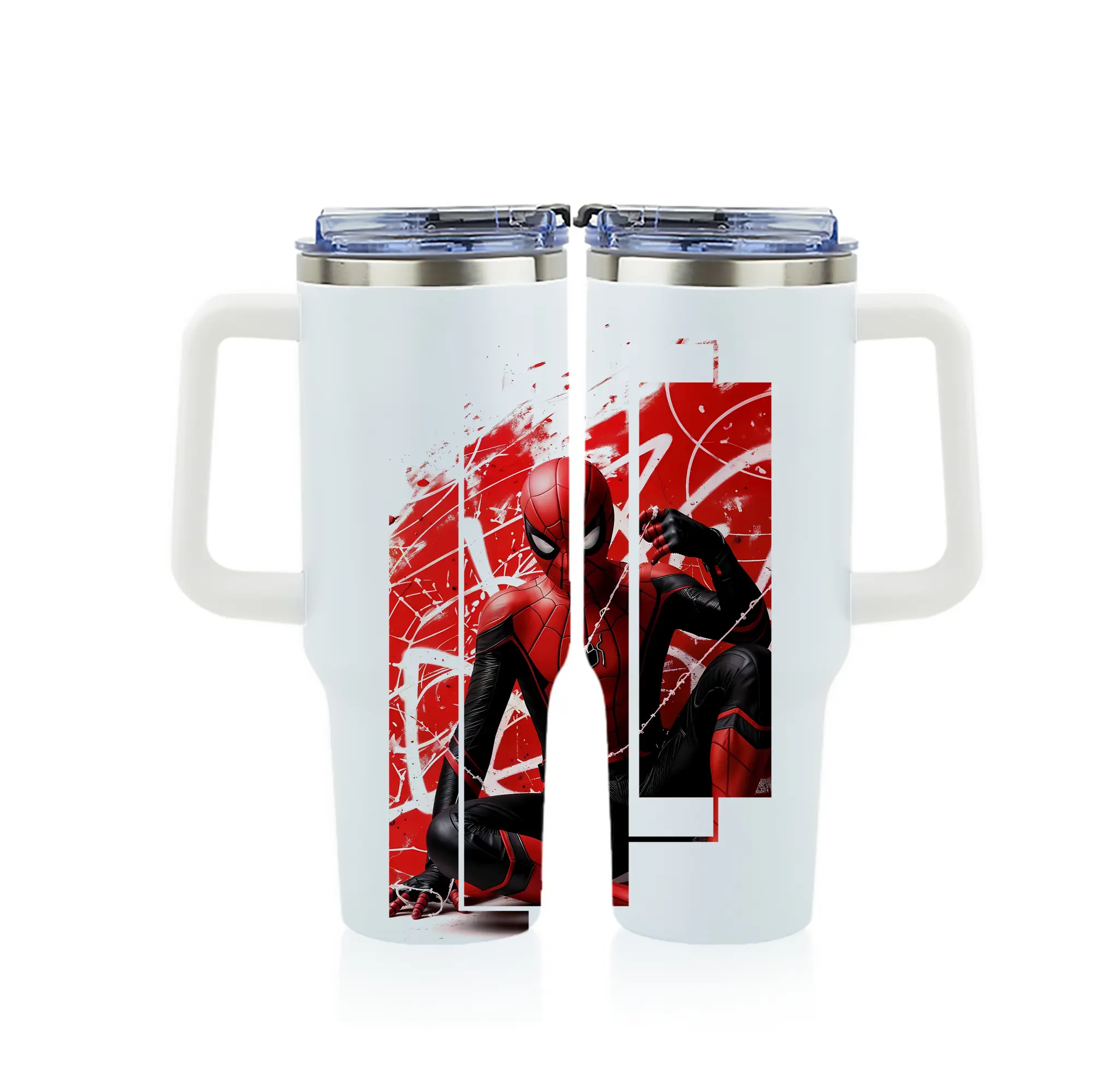 アベンジャーズ (Avenjāzu) グッズ スパイダーマン（Spider-Man） - 1200mL フルプリント車用タンブラー ・ 304ステンレス 内側 ・ 201ステンレス 外側 ・ 保温 保冷 ・ 通勤 ドライブ アウトドア用