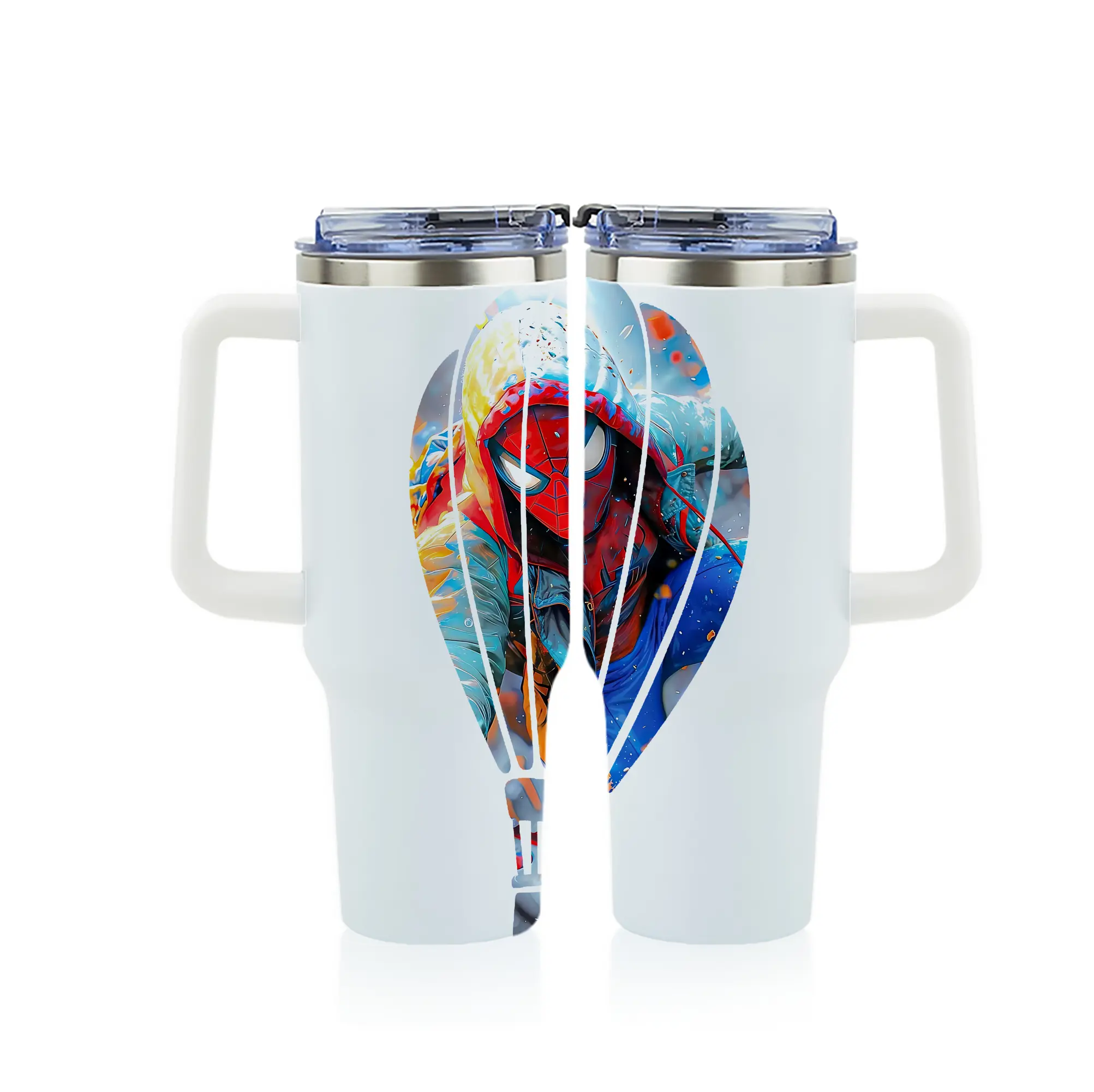 アベンジャーズ (Avenjāzu) グッズ スパイダーマン（Spider-Man） - 1200mL フルプリント車用タンブラー ・ 304ステンレス 内側 ・ 201ステンレス 外側 ・ 保温 保冷 ・ 通勤 ドライブ アウトドア用