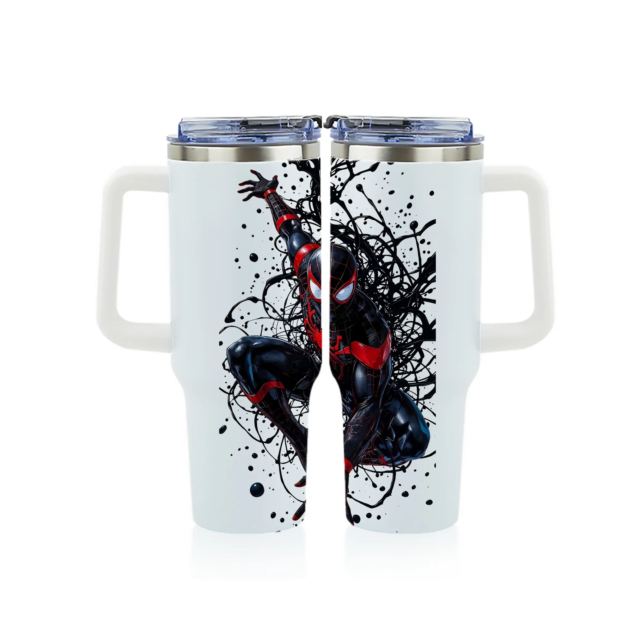 アベンジャーズ (Avenjāzu) グッズ スパイダーマン（Spider-Man） - 1200mL フルプリント車用タンブラー ・ 304ステンレス 内側 ・ 201ステンレス 外側 ・ 保温 保冷 ・ 通勤 ドライブ アウトドア用