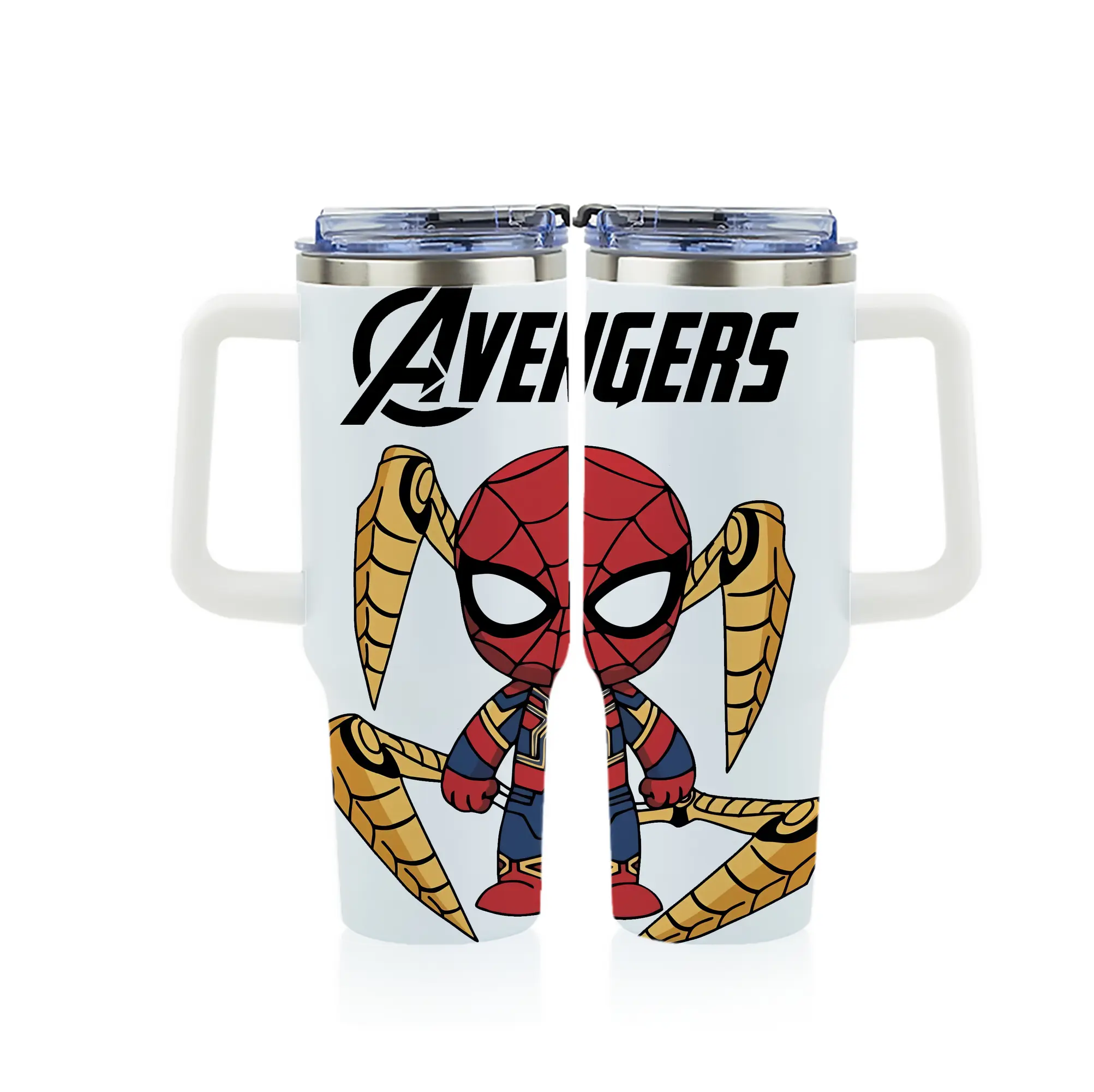 アベンジャーズ (Avenjāzu) グッズ スパイダーマン（Spider-Man） - 1200mL フルプリント車用タンブラー ・ 304ステンレス 内側 ・ 201ステンレス 外側 ・ 保温 保冷 ・ 通勤 ドライブ アウトドア用