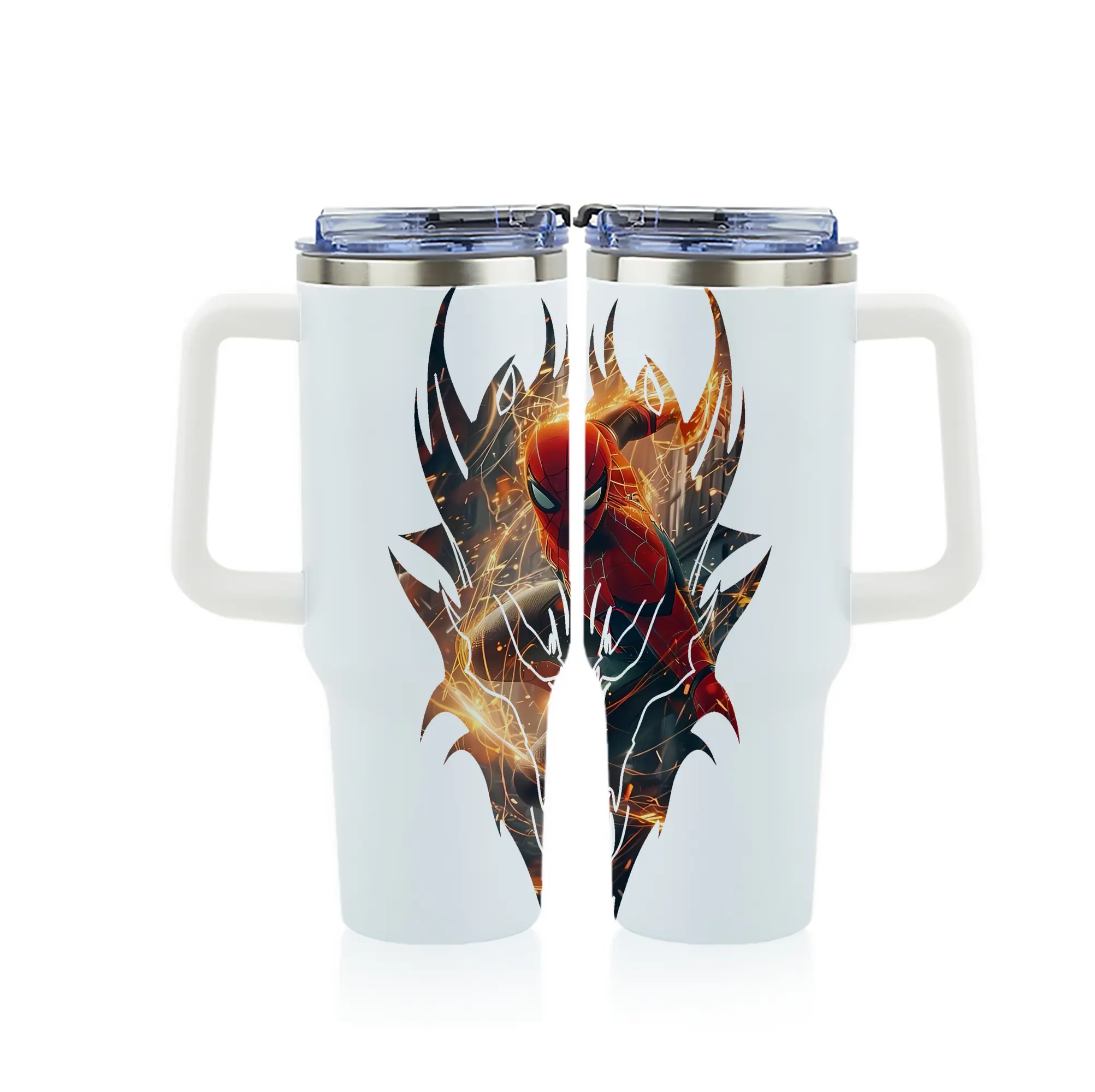 アベンジャーズ (Avenjāzu) グッズ スパイダーマン（Spider-Man） - 1200mL フルプリント車用タンブラー ・ 304ステンレス 内側 ・ 201ステンレス 外側 ・ 保温 保冷 ・ 通勤 ドライブ アウトドア用