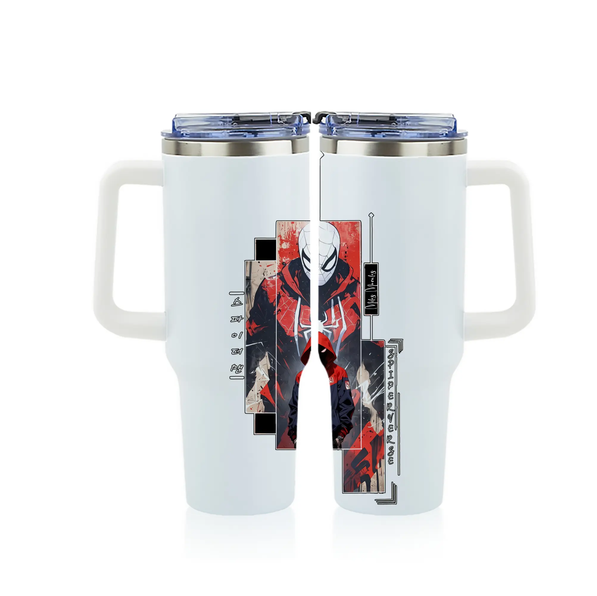 アベンジャーズ (Avenjāzu) グッズ スパイダーマン（Spider-Man） - 1200mL フルプリント車用タンブラー ・ 304ステンレス 内側 ・ 201ステンレス 外側 ・ 保温 保冷 ・ 通勤 ドライブ アウトドア用