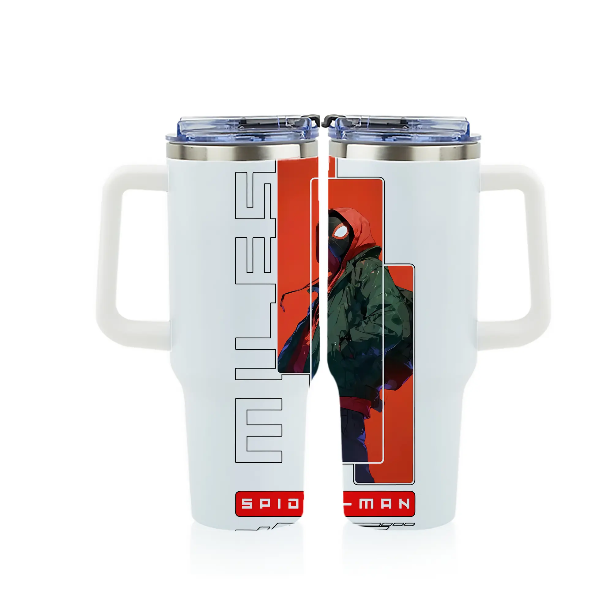 アベンジャーズ (Avenjāzu) グッズ スパイダーマン（Spider-Man） - 1200mL フルプリント車用タンブラー ・ 304ステンレス 内側 ・ 201ステンレス 外側 ・ 保温 保冷 ・ 通勤 ドライブ アウトドア用