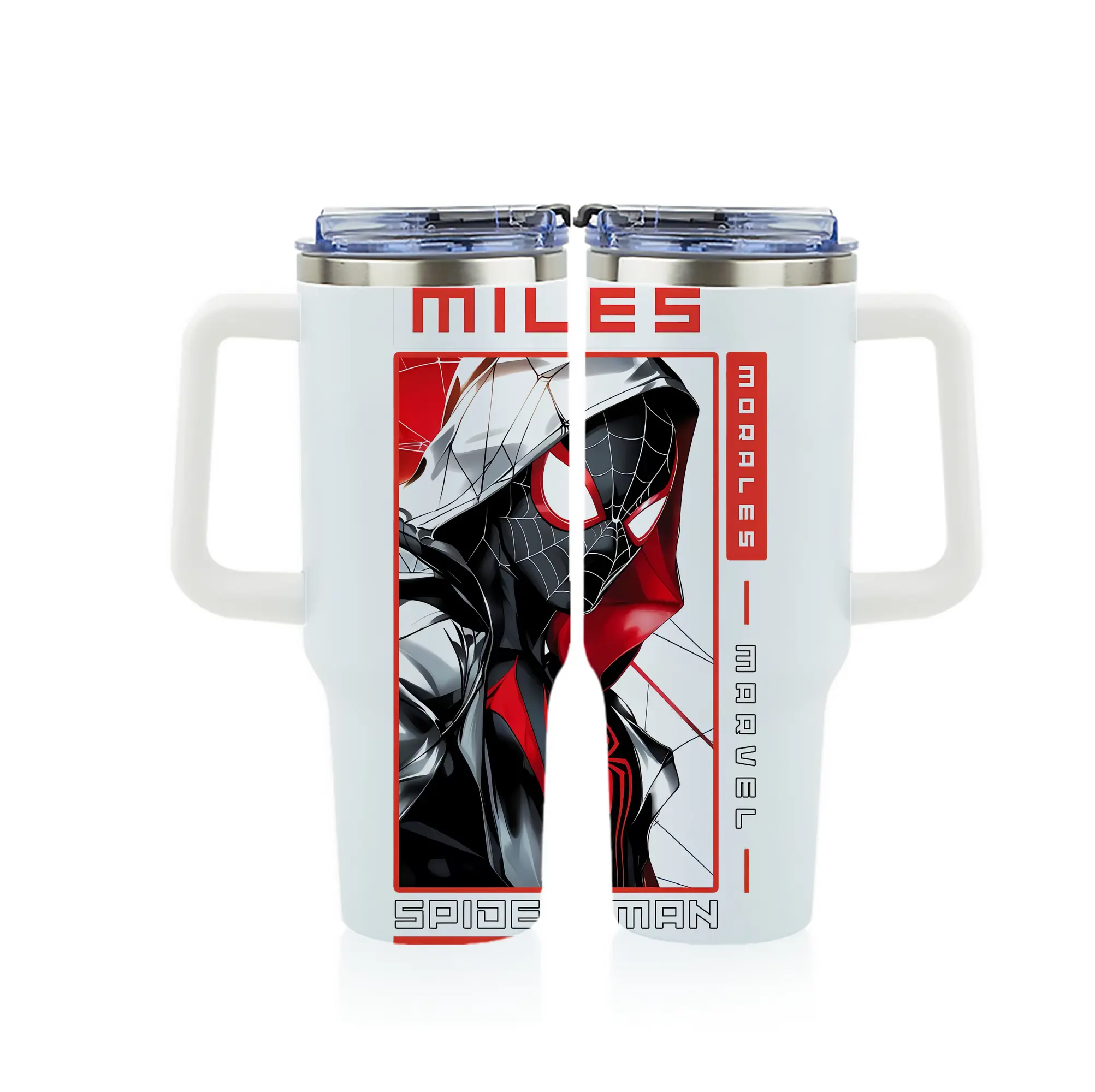 アベンジャーズ (Avenjāzu) グッズ スパイダーマン（Spider-Man） - 1200mL フルプリント車用タンブラー ・ 304ステンレス 内側 ・ 201ステンレス 外側 ・ 保温 保冷 ・ 通勤 ドライブ アウトドア用