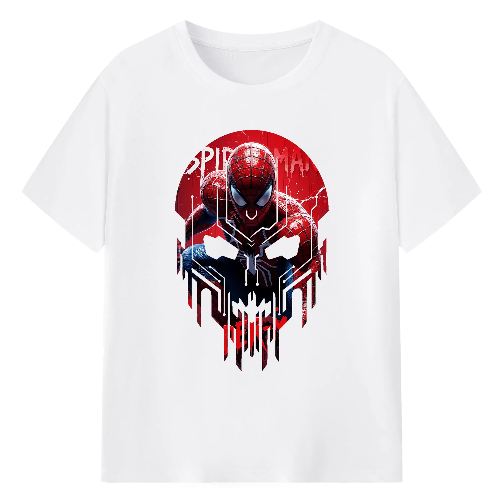 アベンジャーズ (Avenjāzu) グッズ スパイダーマン（Spider-Man） - 綿100％ 半袖Tシャツ ・ フロントプリント ・ 快適 通気性 ・ 日常使い 散歩 スポーツ用
